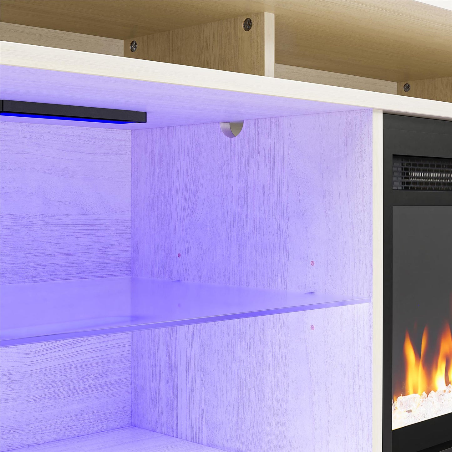 Luna 65 In Fireplace TV Stand - Ivory Oak
