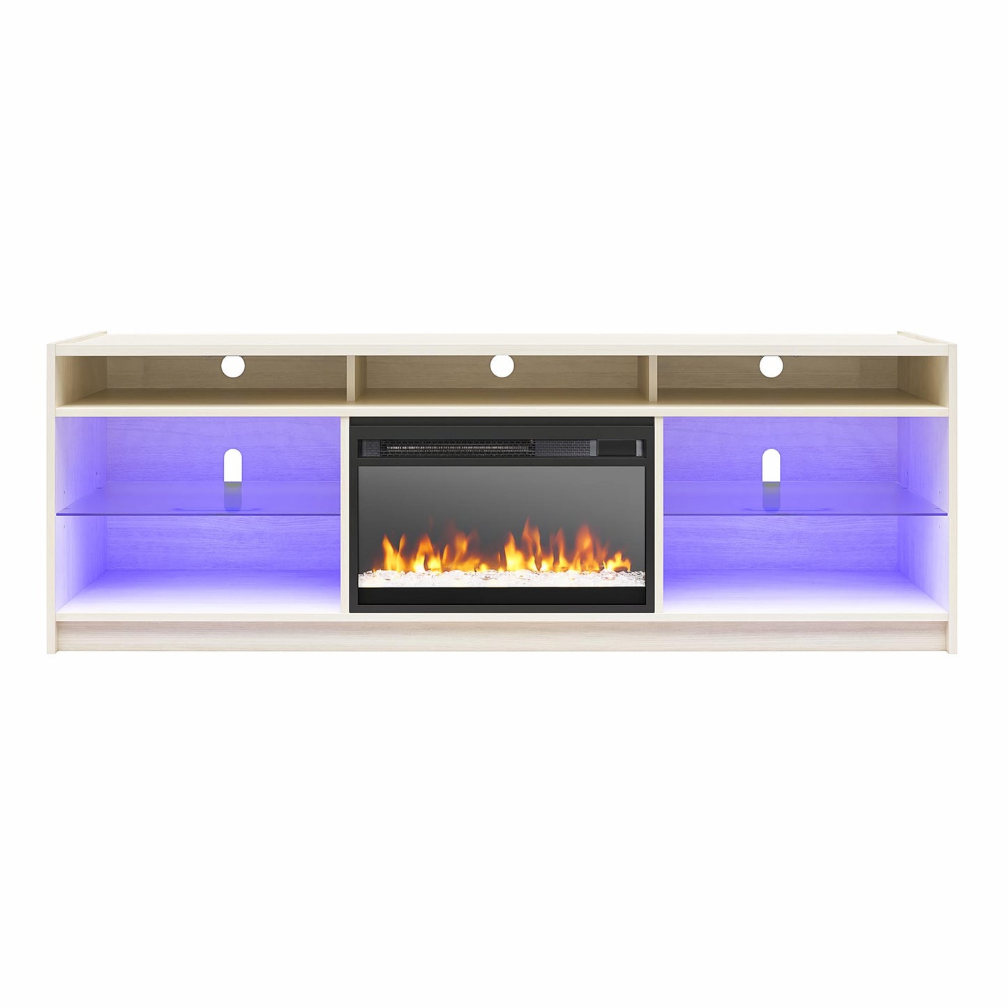 Luna Fireplace TV Stand for TVs up to 75", Ivory Oak - Ivory Oak