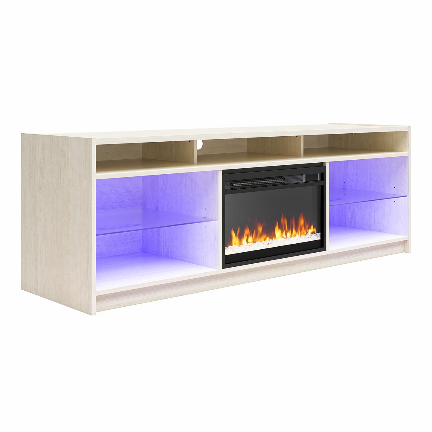 Luna Fireplace TV Stand for TVs up to 75", Ivory Oak - Ivory Oak