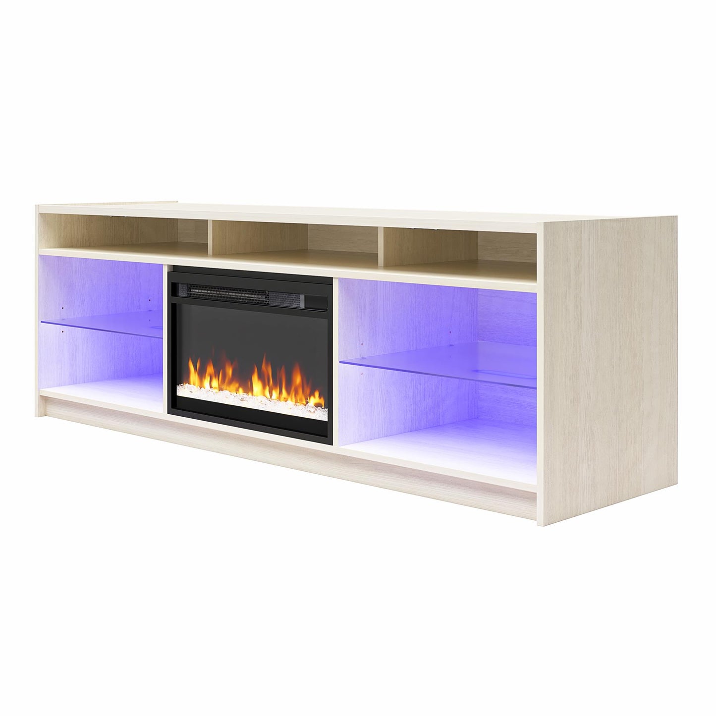 Luna Fireplace TV Stand for TVs up to 75", Ivory Oak - Ivory Oak