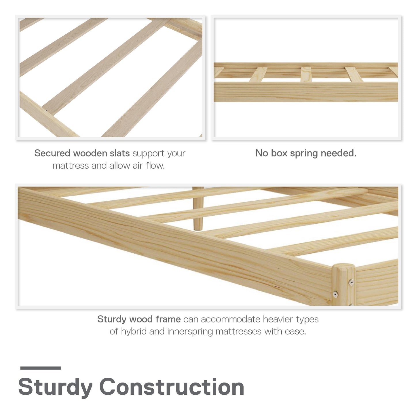 DHP Lorriana Wood Platform Bed, Twin Size, Natural - Natural - Twin