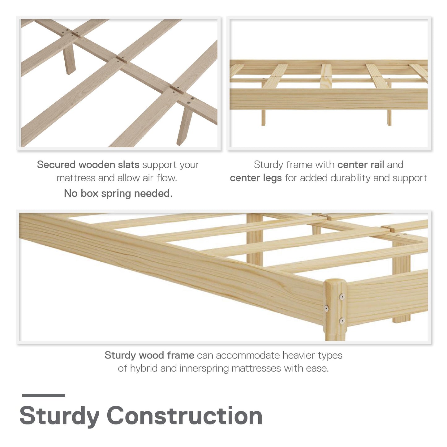 DHP Lorriana Wood Platform Bed, Full Size, Natural - Natural - Full