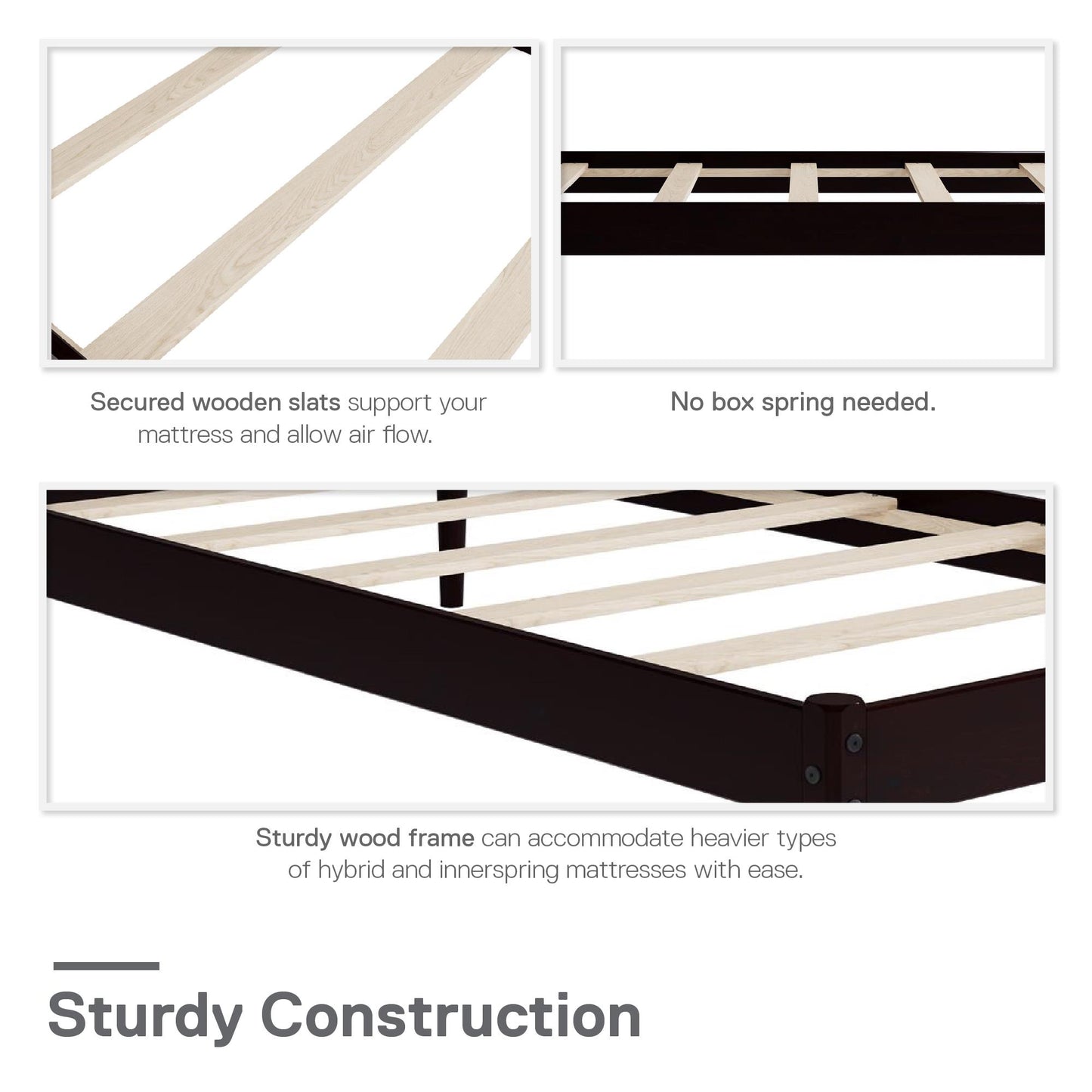 DHP Lorriana Wood Platform Bed, Twin Size, Espresso - Espresso - Twin