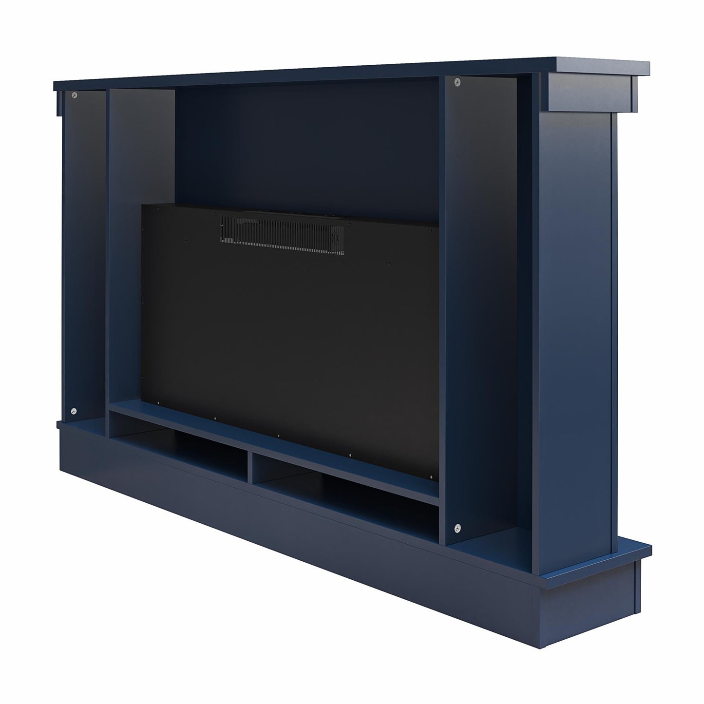 Waverly Wide Mantel with Linear Electric Fireplace & Crystal Ember Bed, Navy - Navy