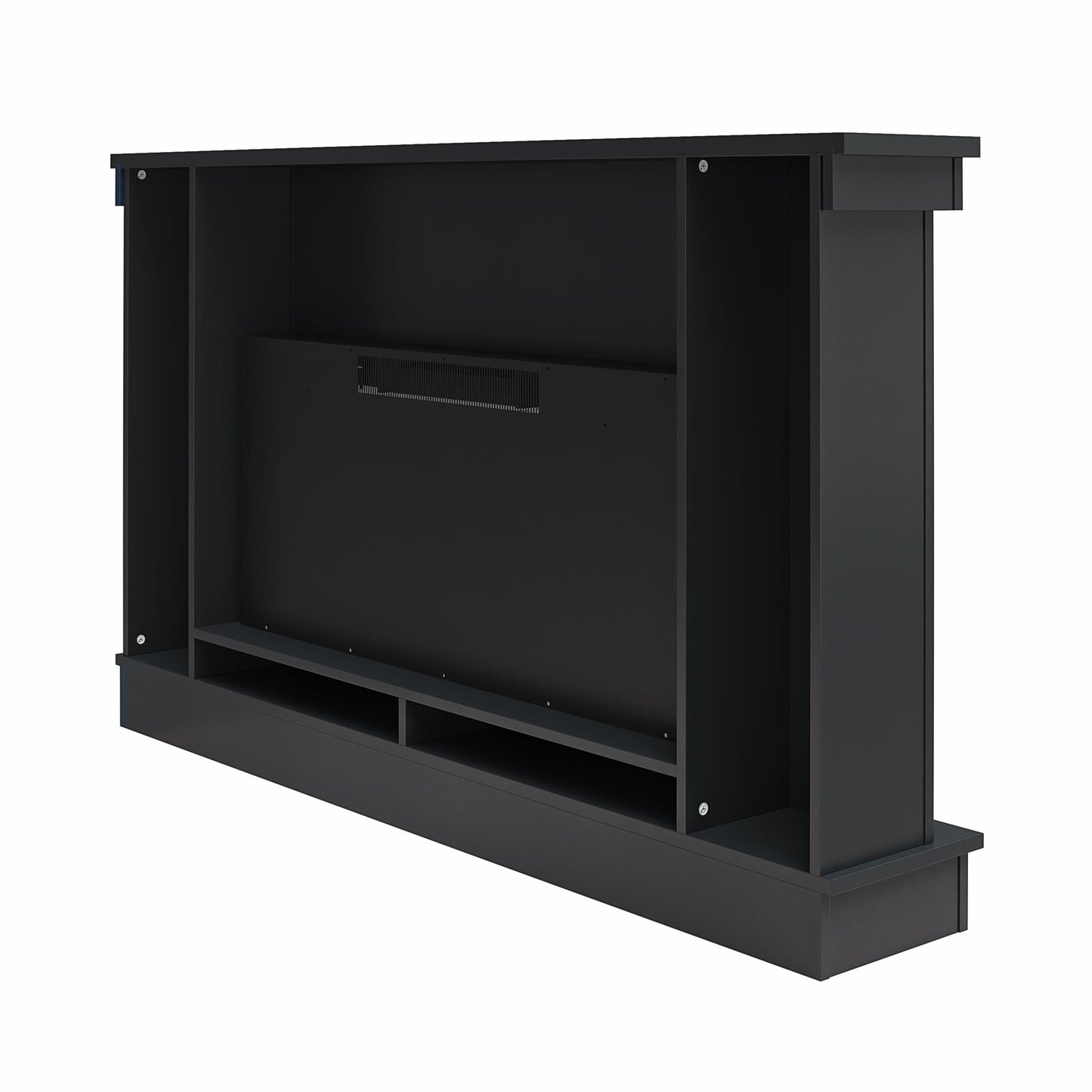 Waverly Wide Mantel with Linear Electric Fireplace & Crystal Ember Bed, Black - Black