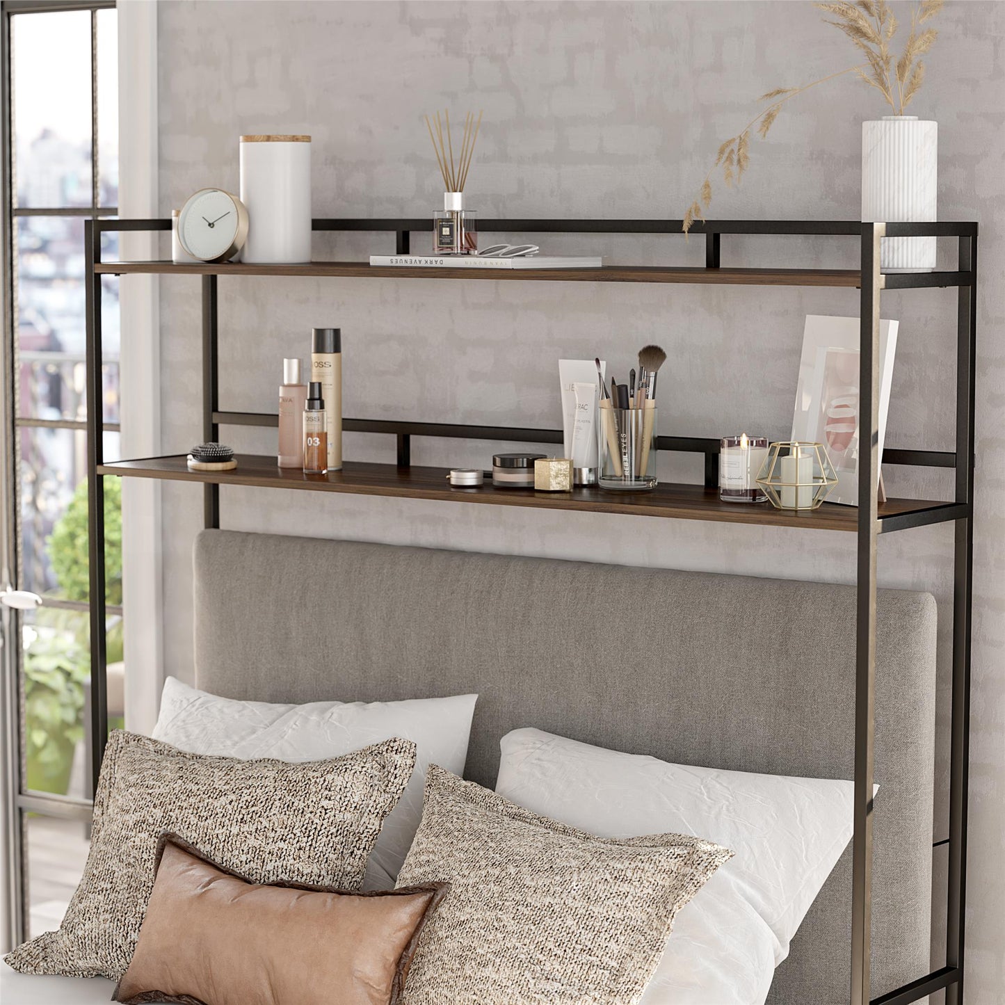 Beverly Full Size Over-The-Bed Storage - Walnut