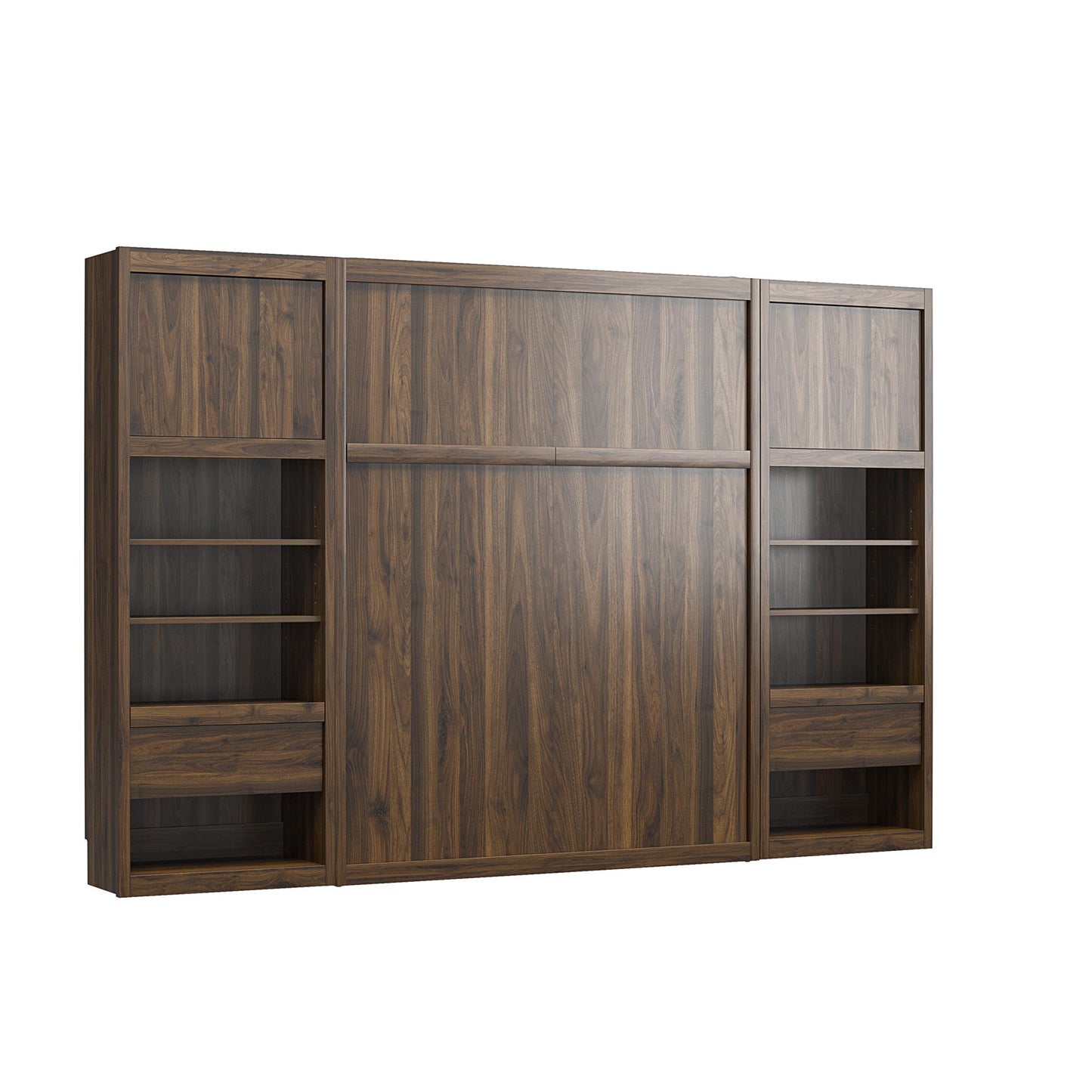 Paramount Single Side Cabinet for Wall Beds with Pullout Nightstand and Storage - Columbia Walnut