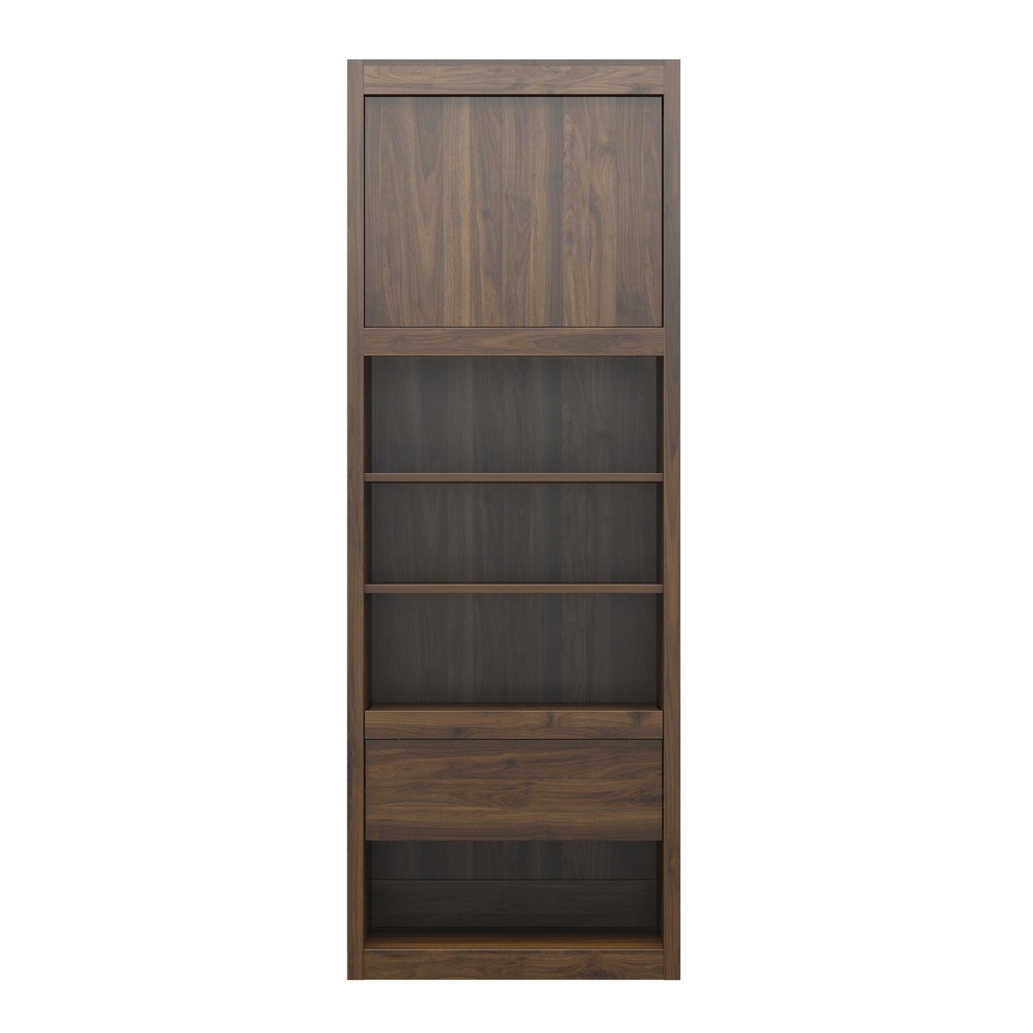 Paramount Single Side Cabinet for Wall Beds with Pullout Nightstand and Storage - Columbia Walnut
