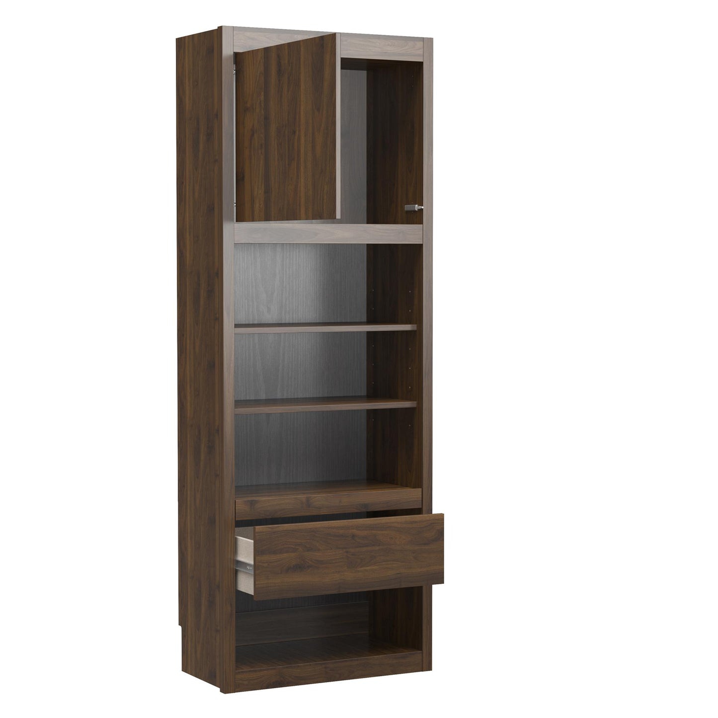 Paramount Single Side Cabinet for Wall Beds with Pullout Nightstand and Storage - Columbia Walnut