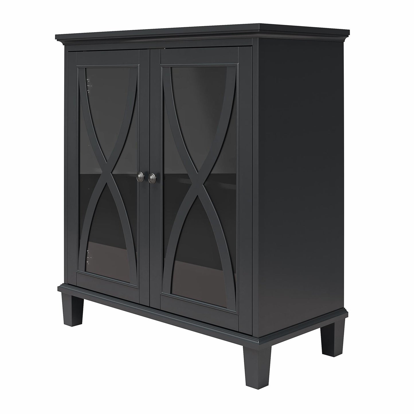 Celeste Accent Cabinet with Glass Doors - Black