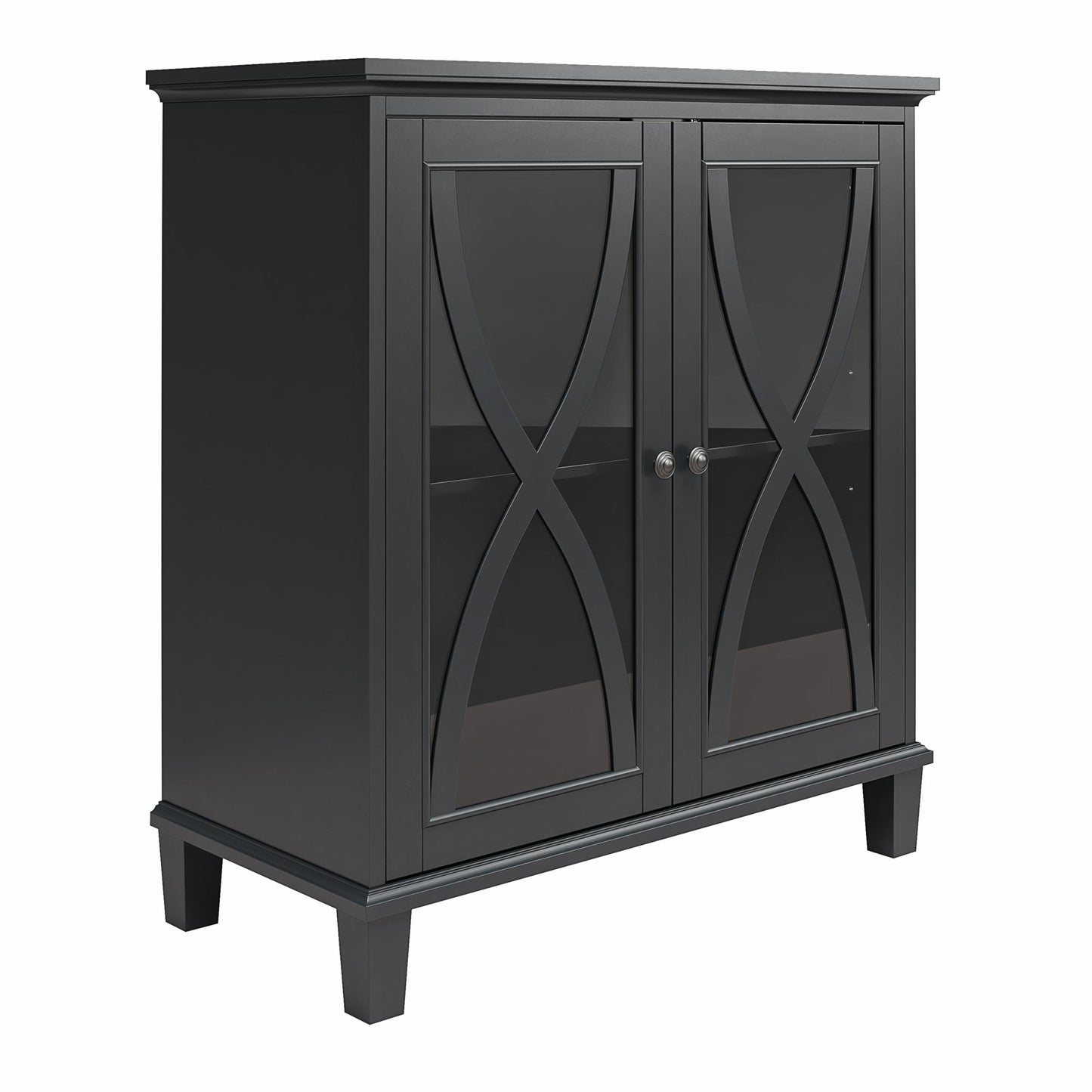 Celeste Accent Cabinet with Glass Doors - Black