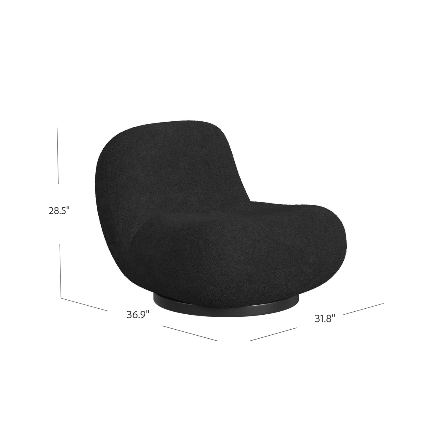 Crosby Boucle Swivel Chair - Black