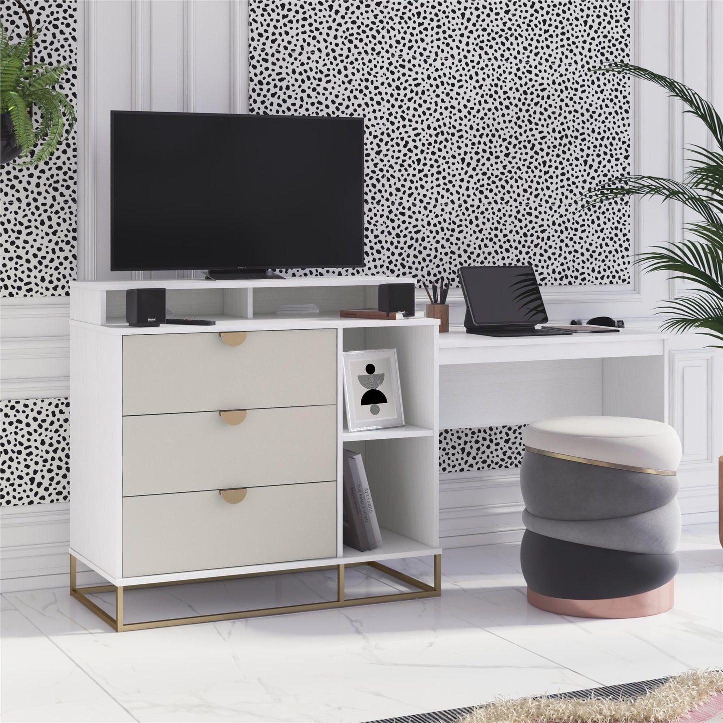 Kelly 4 in 1 Media Dresser - White