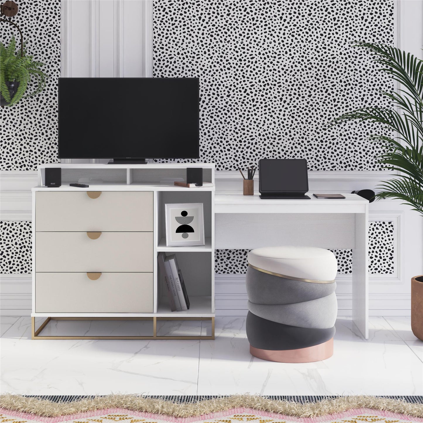 Kelly 4 in 1 Media Dresser - White