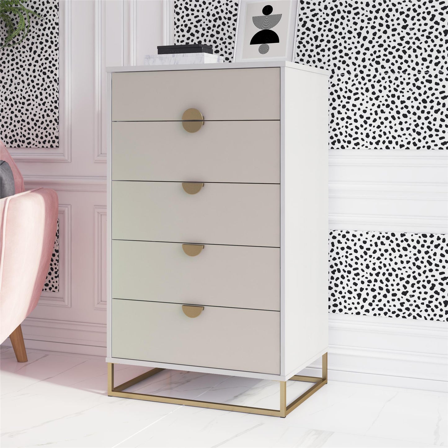 Kelly 5 Drawer Dresser - White
