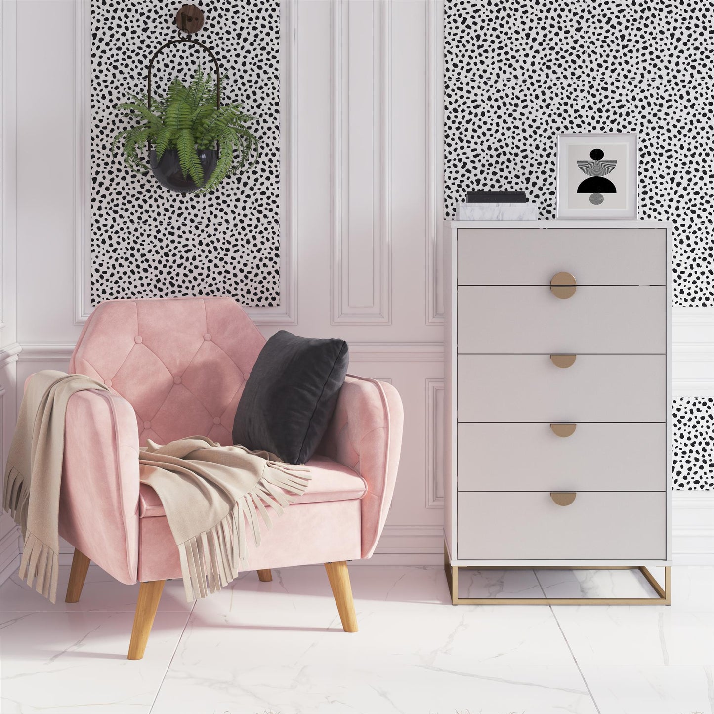 Kelly 5 Drawer Dresser - White
