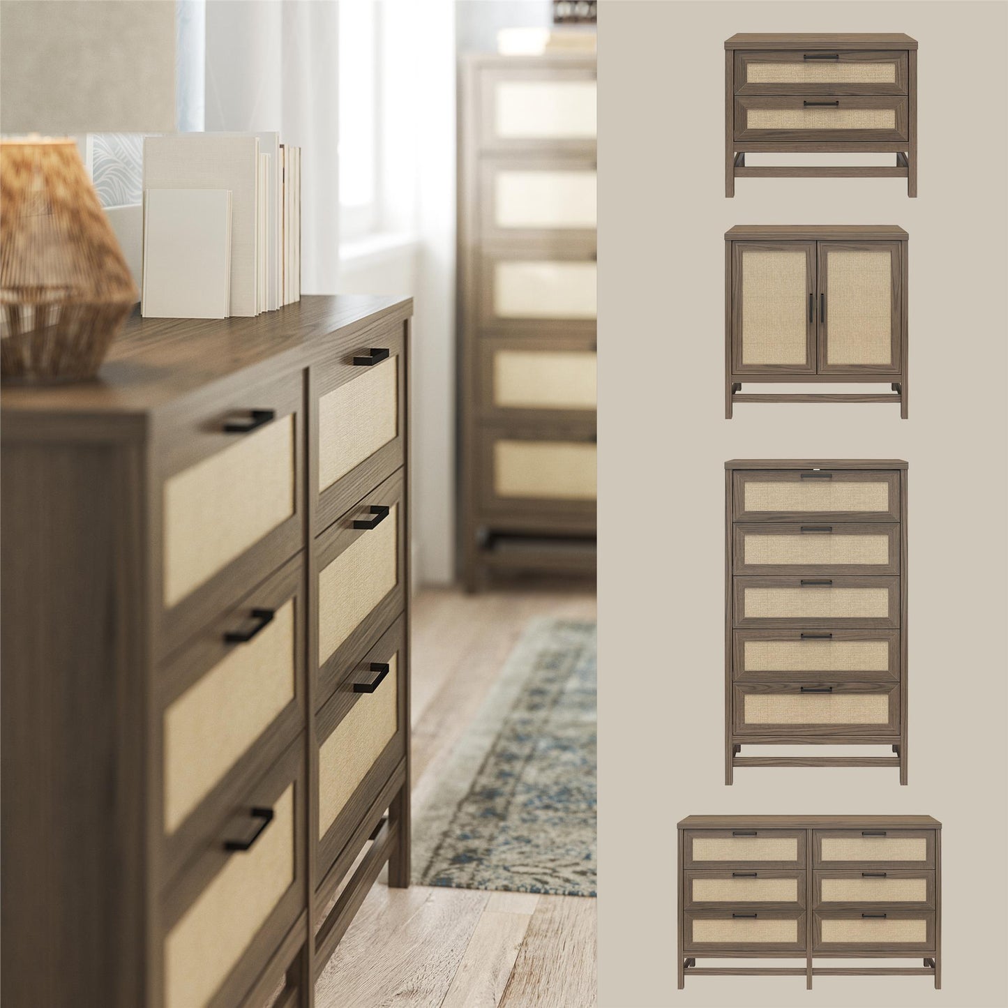 Lennon 5 Drawer Dresser - Medium Brown