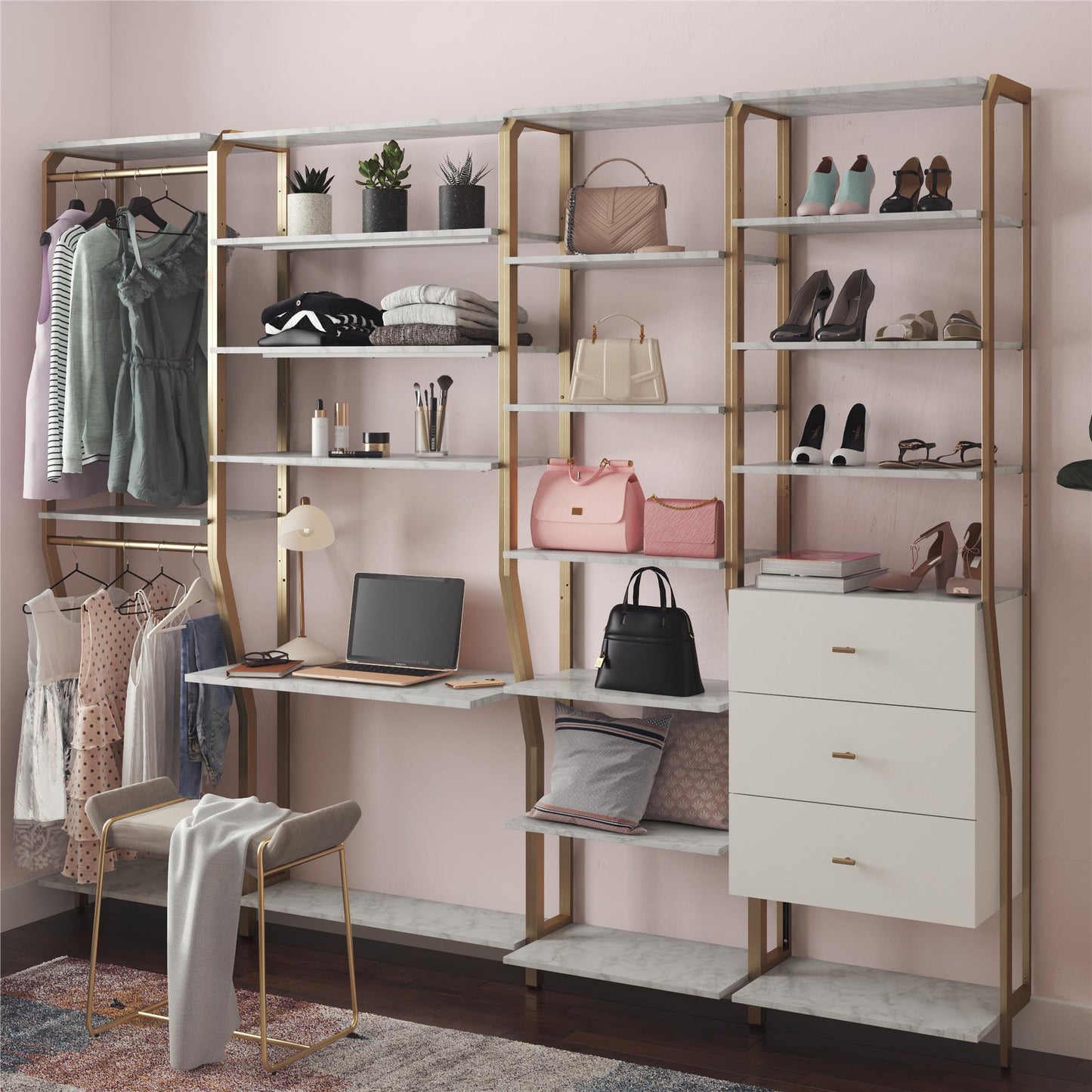 Gwyneth Closet - Shelves - White marble