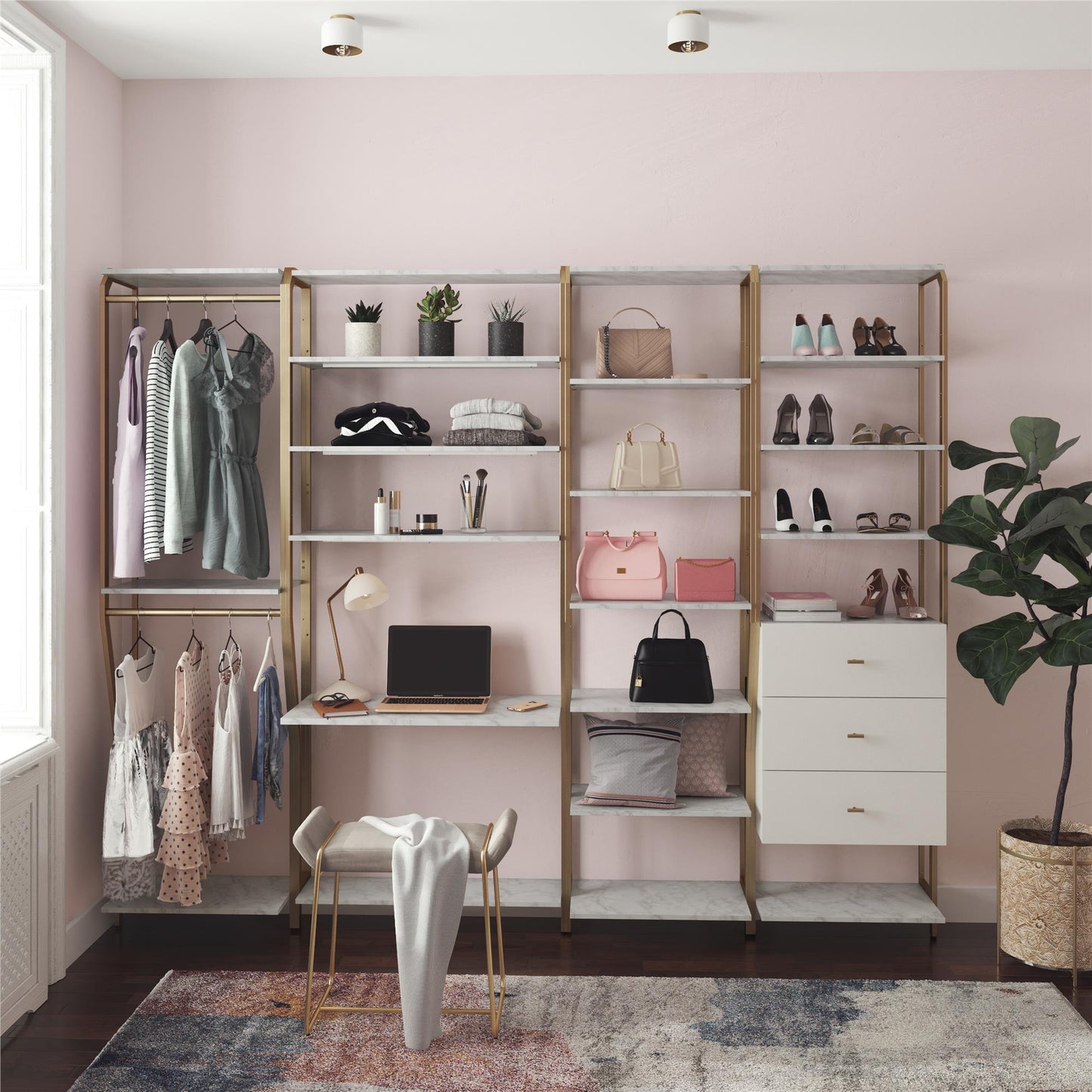 Gwyneth Closet - Shelves - White marble