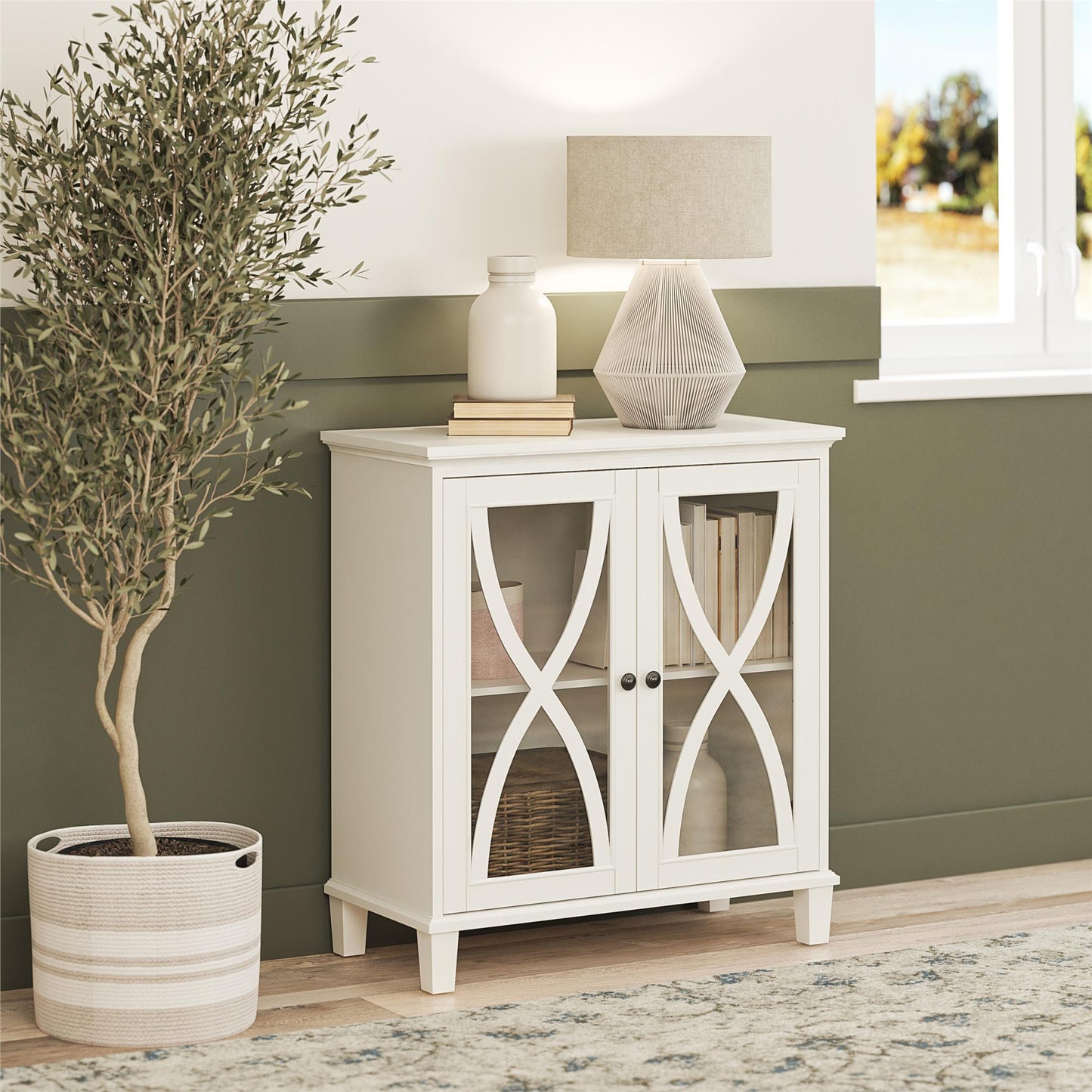 Celeste Accent Cabinet with Glass Doors - White