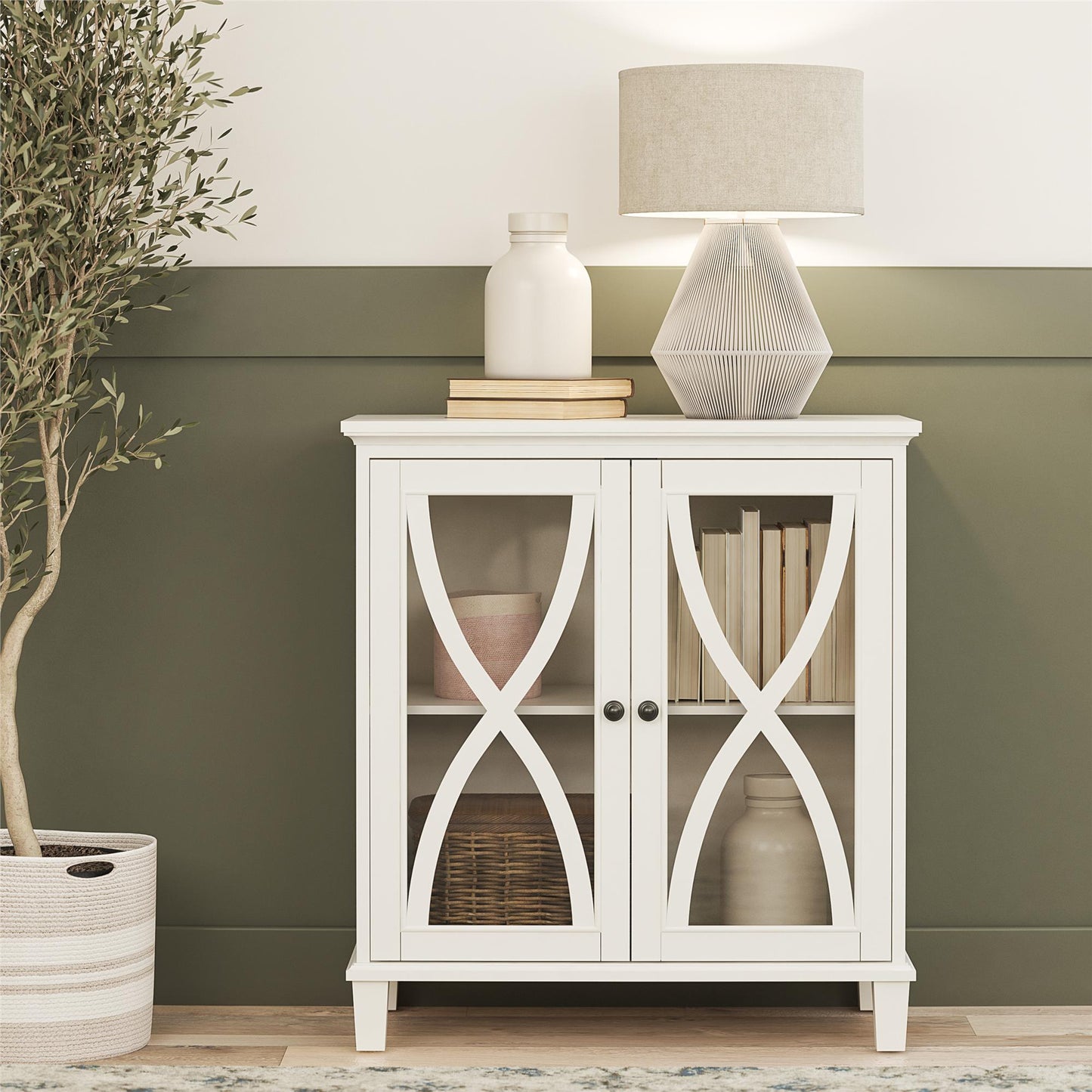 Celeste Accent Cabinet with Glass Doors - White