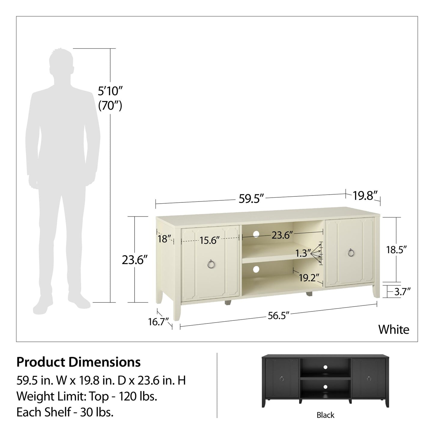 Her Majesty TV Stand - Black