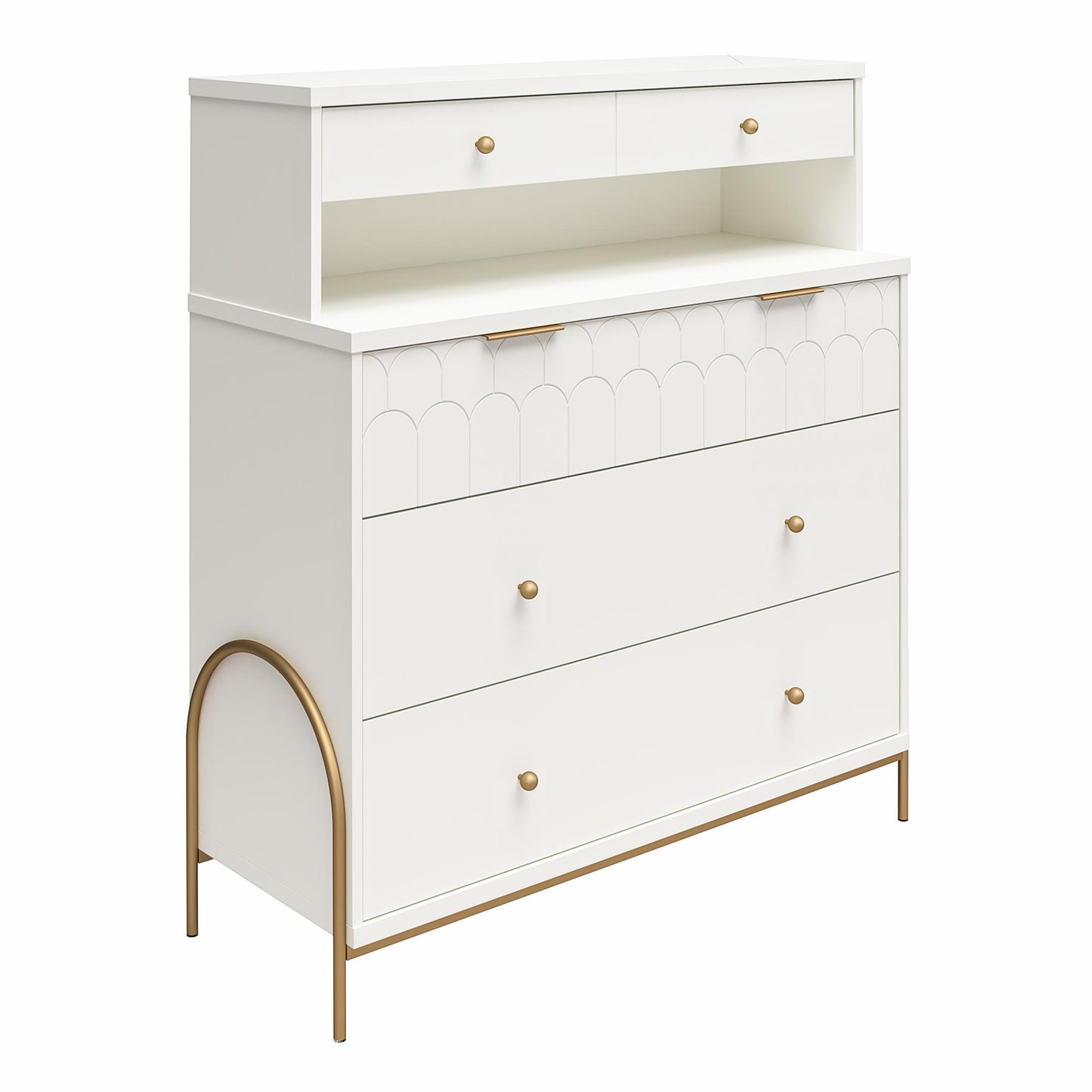 Anastasia 4 Drawer Dresser with Hutch - White