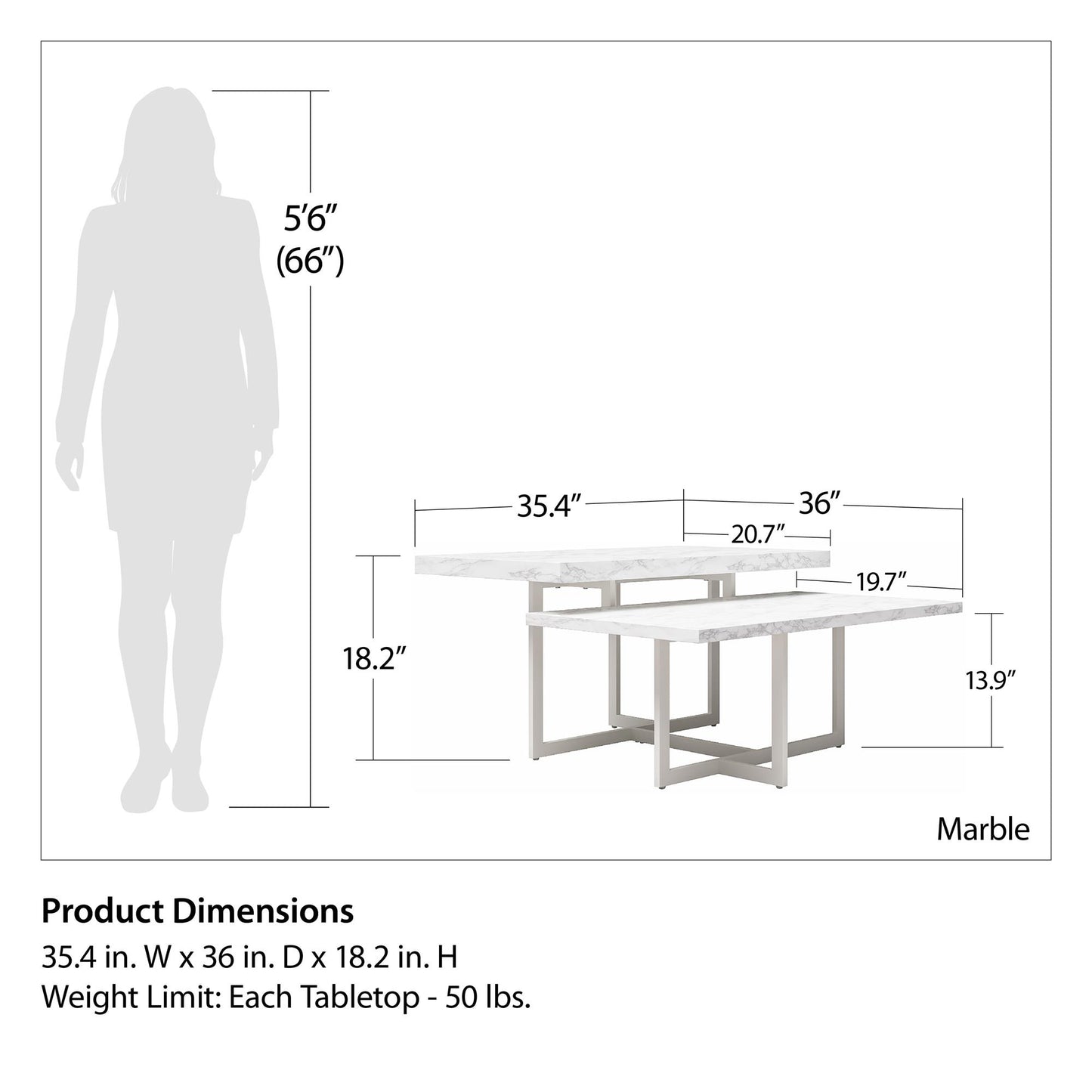Brielle Coffee Table - White marble