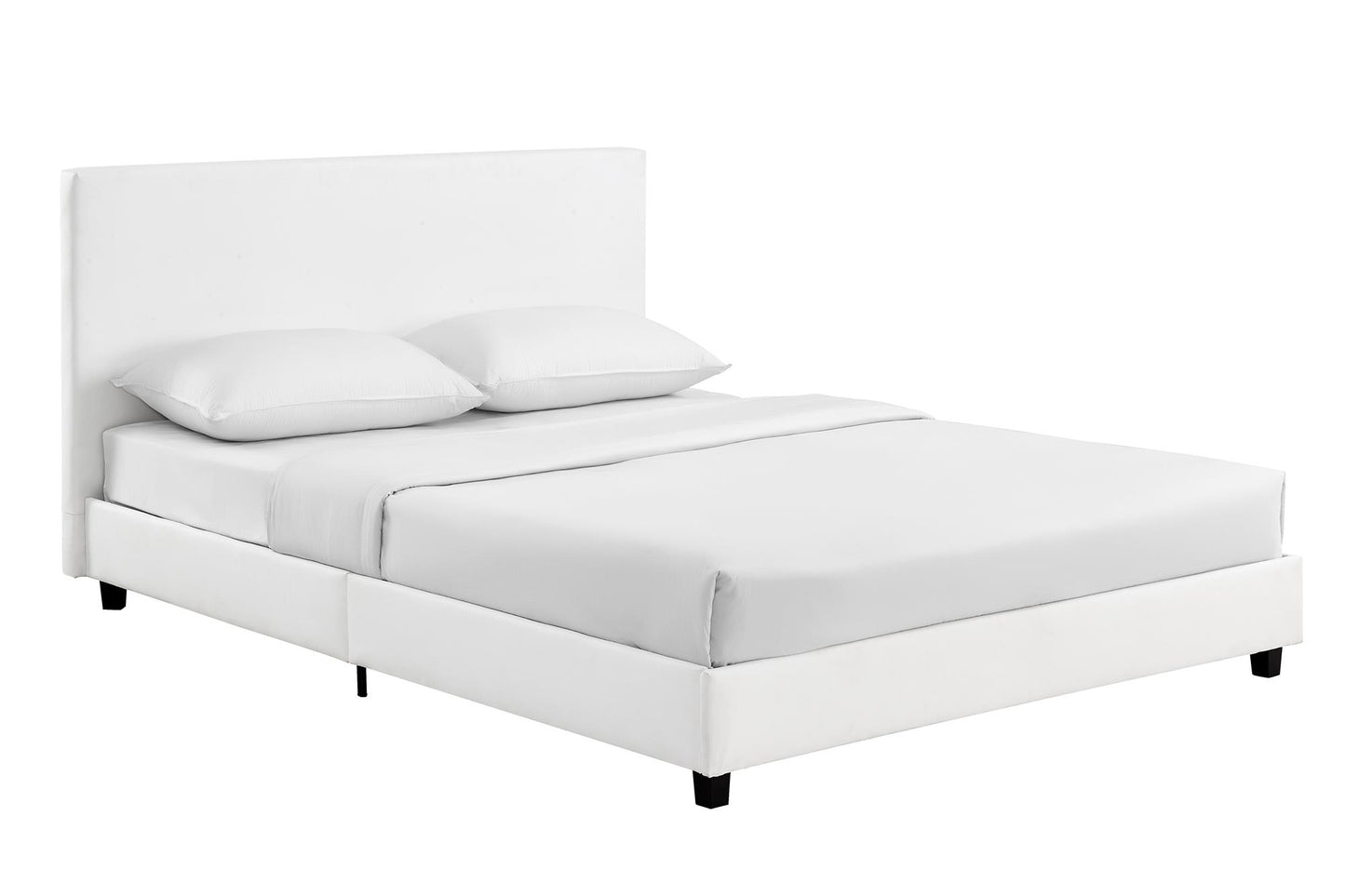 Mainstays Upholstered Bed - Queen - White Faux leather - Queen