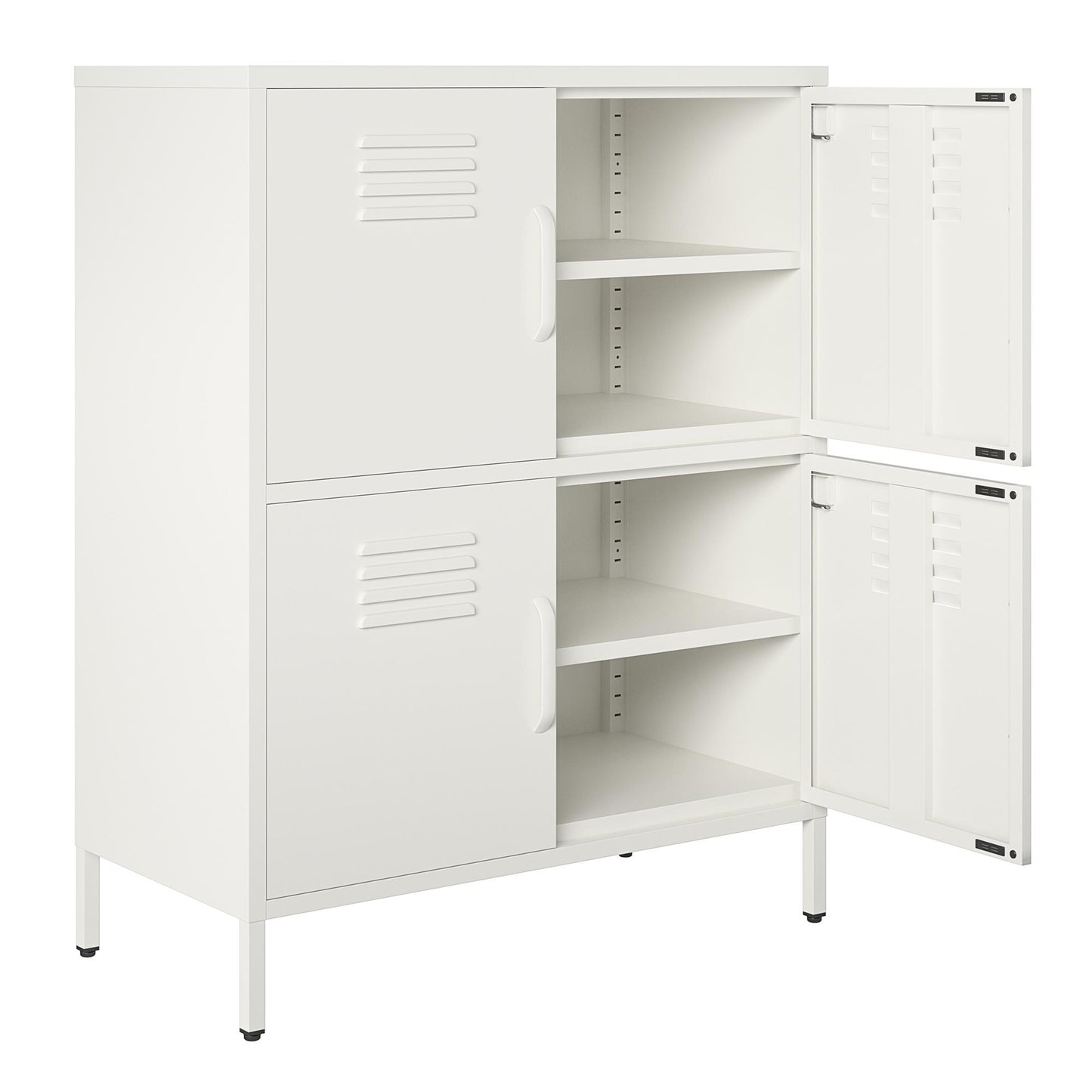 Mission District 4 Door Cabinet - White