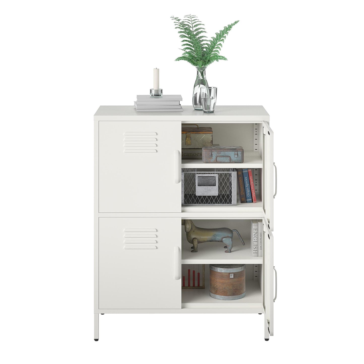 Mission District 4 Door Cabinet - White
