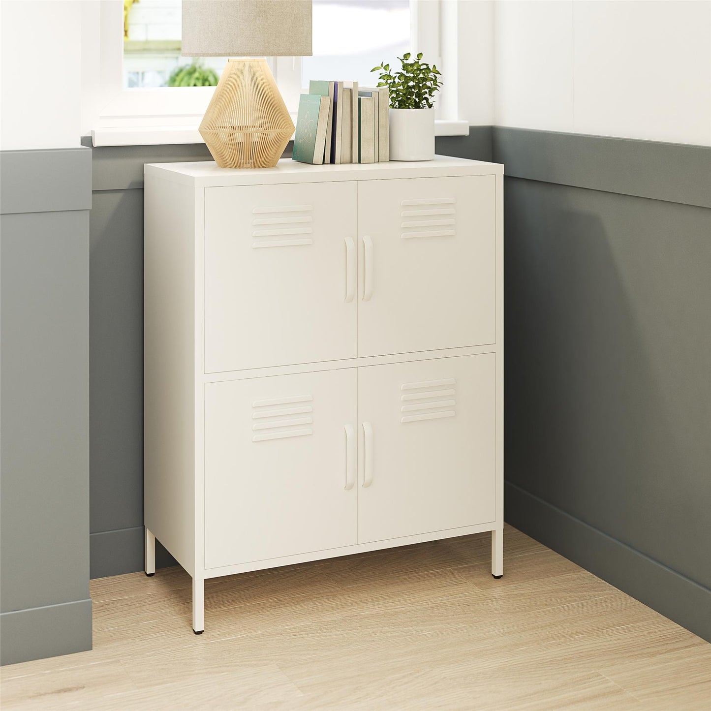 Mission District 4 Door Cabinet - White