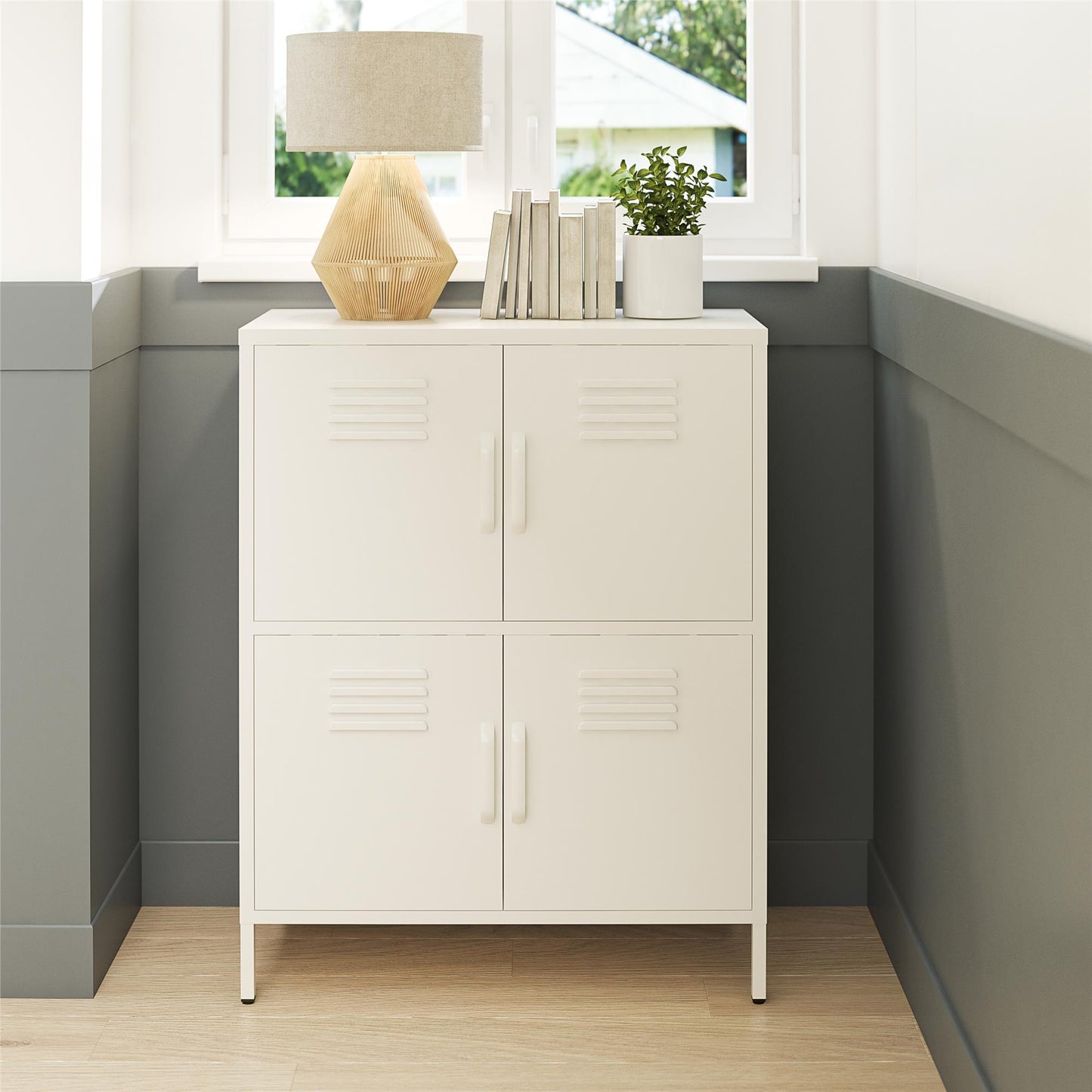 Mission District 4 Door Cabinet - White