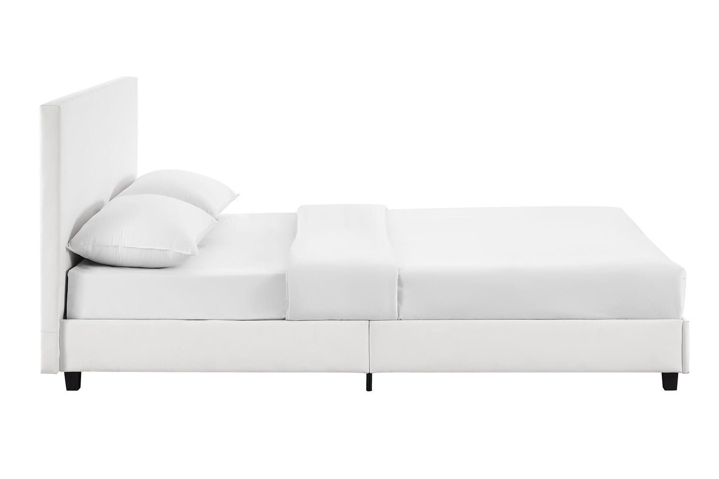 Mainstays Upholstered Bed - Queen - White Faux leather - Queen