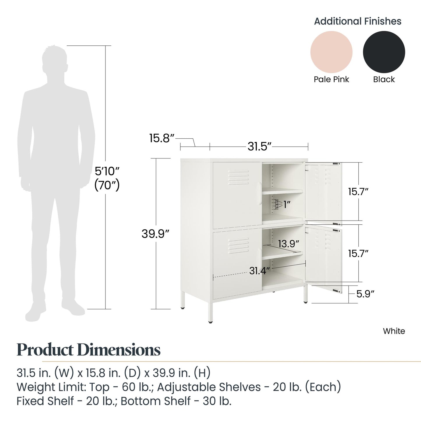 Mission District 4 Door Cabinet - White