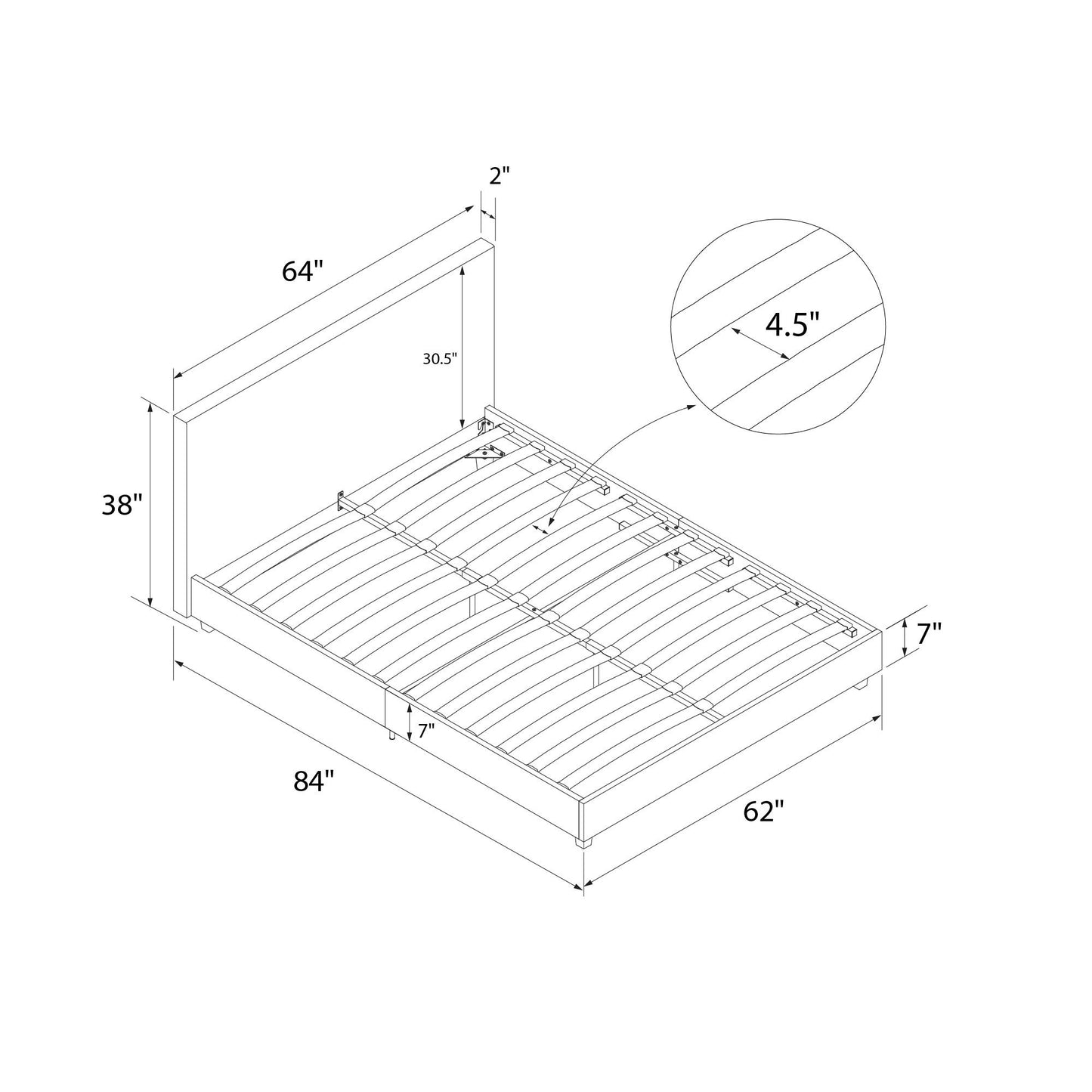 Mainstays Upholstered Bed - Queen - White Faux leather - Queen