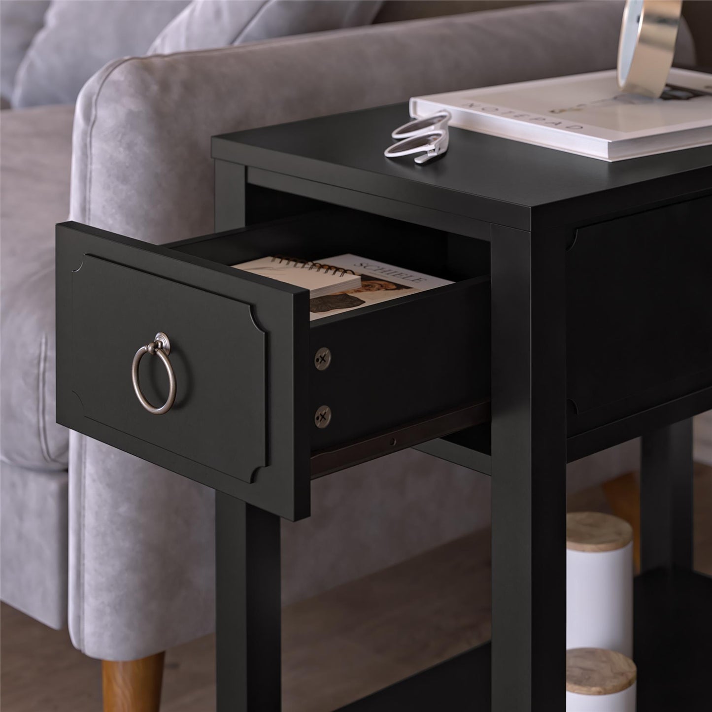 Her Majesty Narrow Side Table - Black