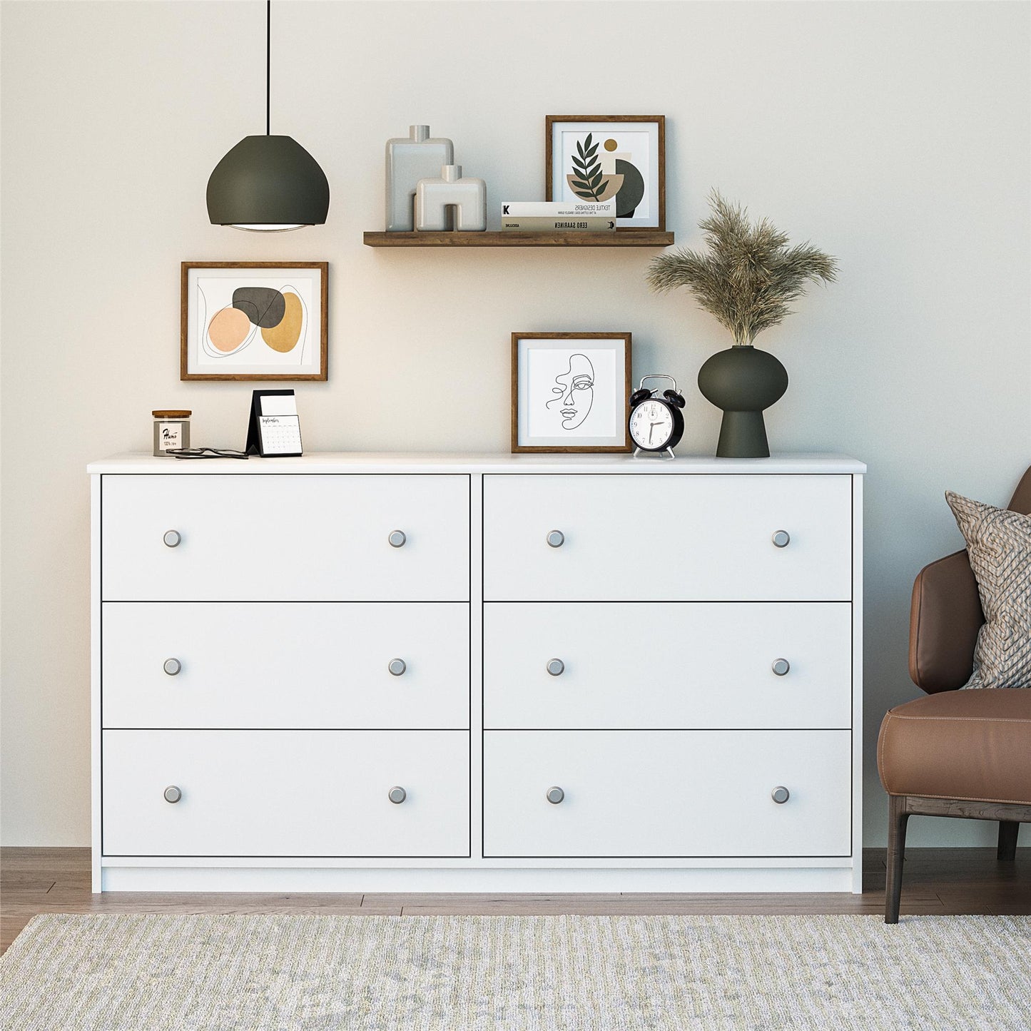 Ellwyn 6 Drawer Wide Dresser - White