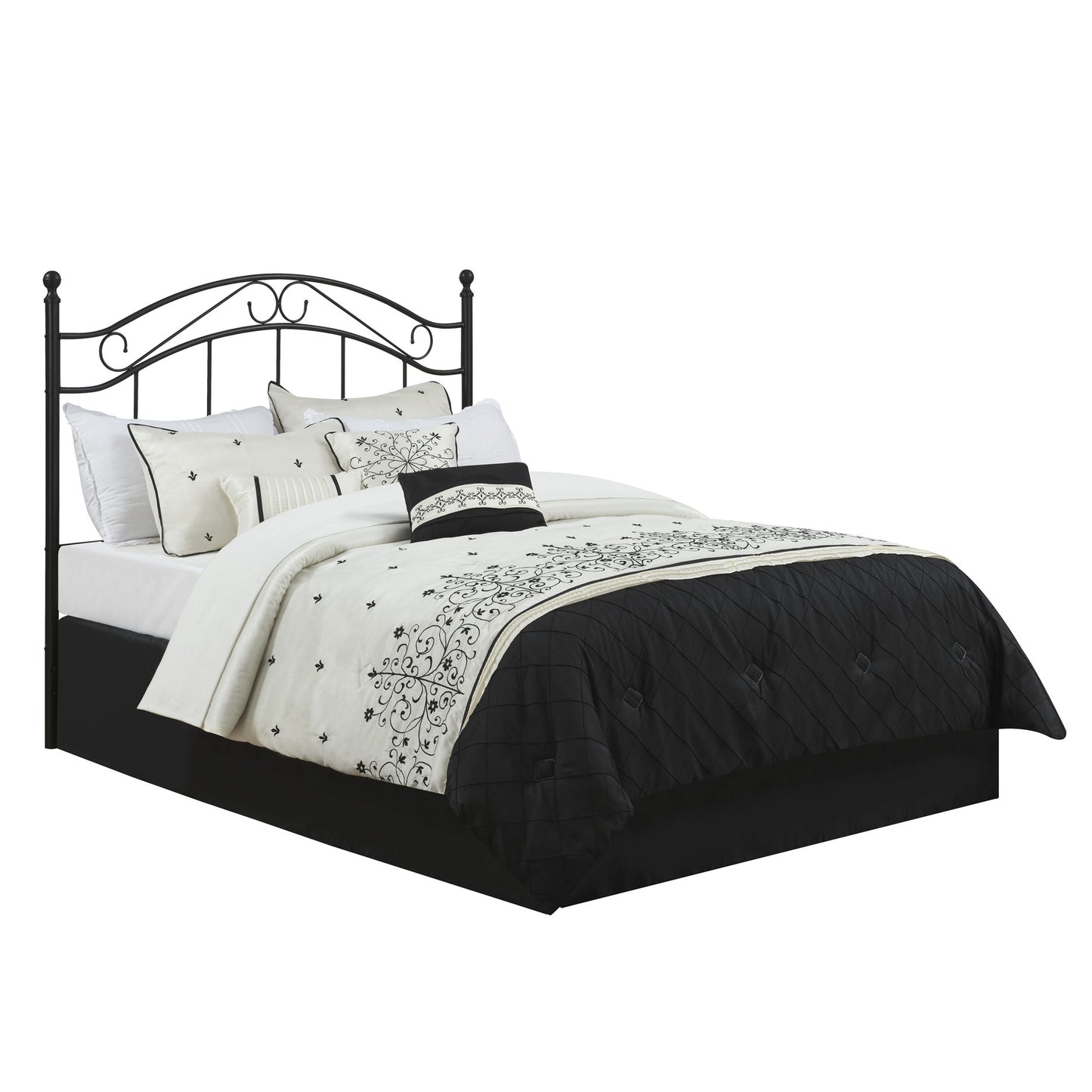 Mainstays Full/Queen Metal Headboard with Delicate Detailing, Black - Black