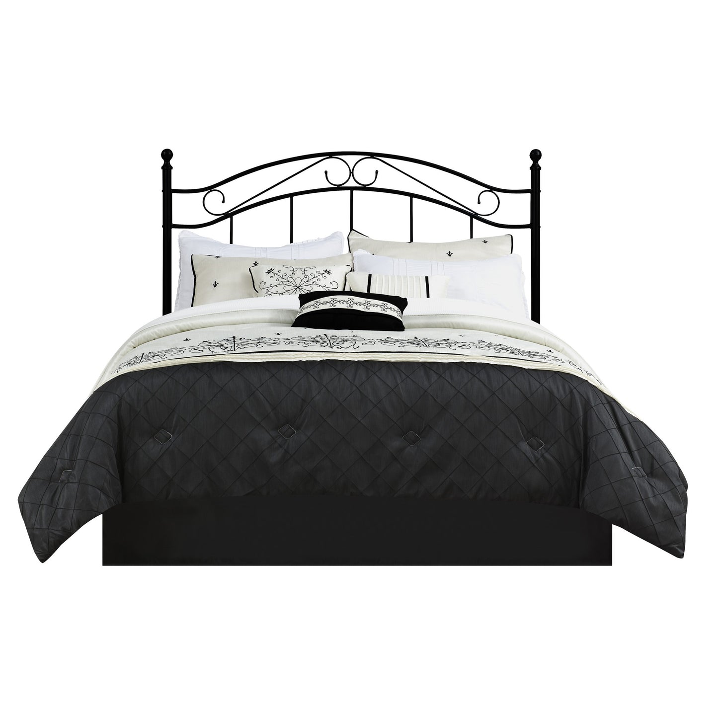 Mainstays Full/Queen Metal Headboard with Delicate Detailing, Black - Black