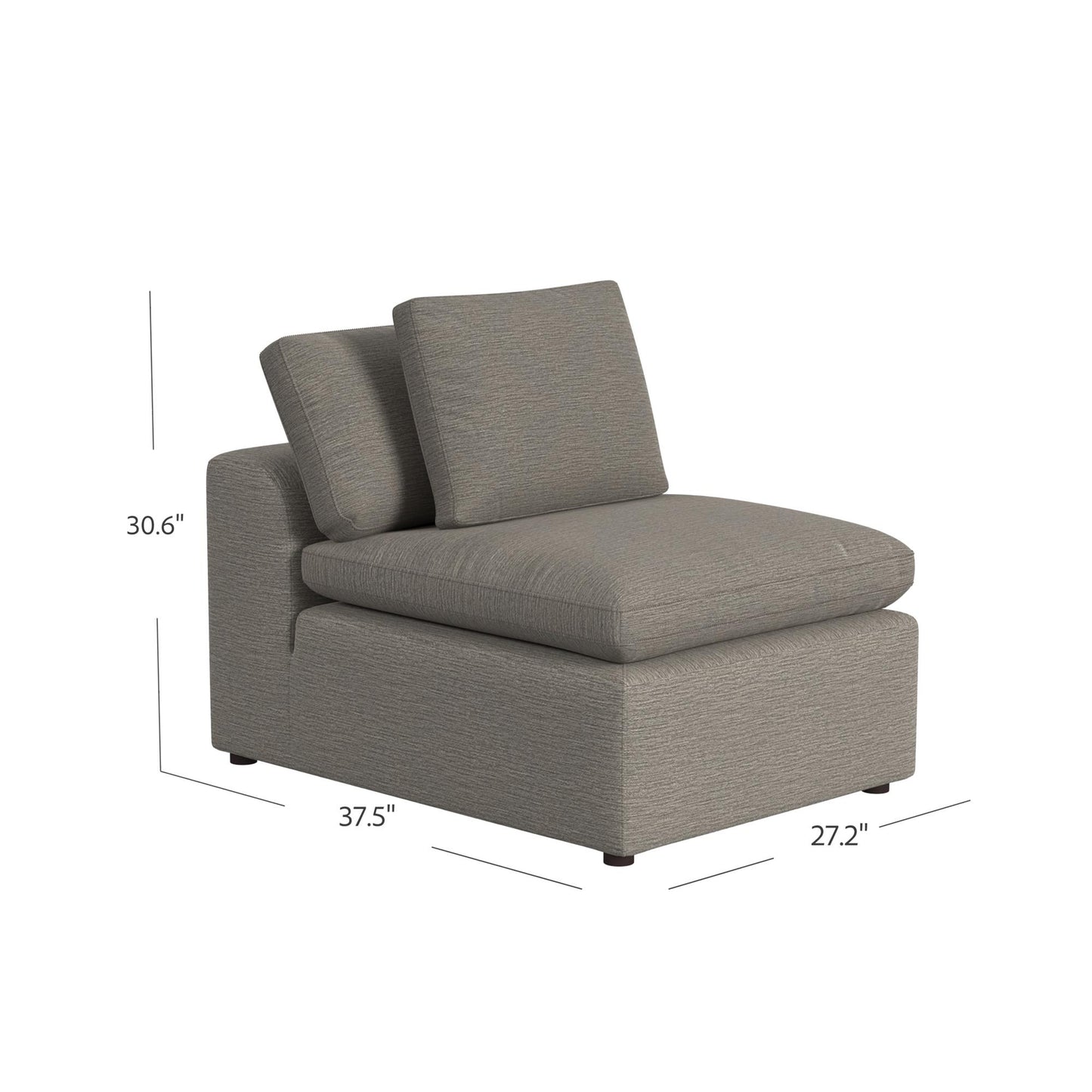 York Modular Armless Chair - Taupe