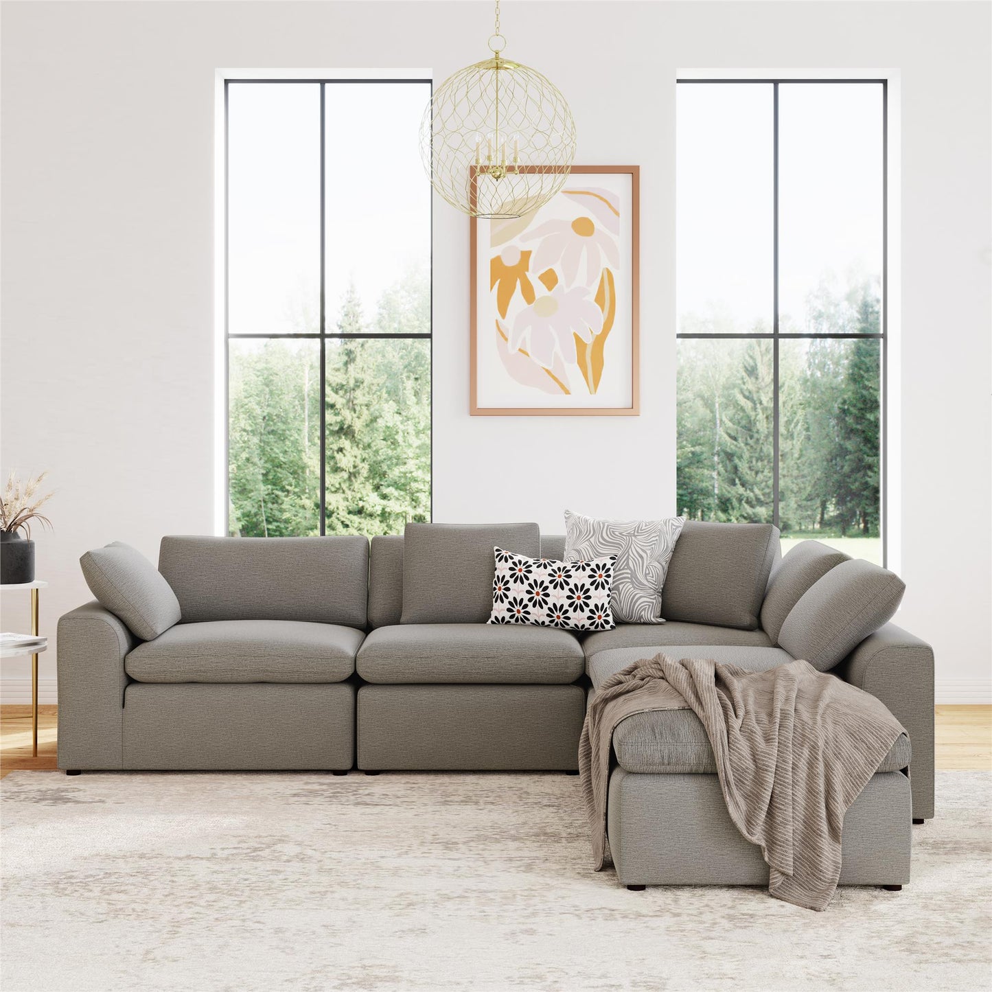 York Modular Armless Chair - Taupe