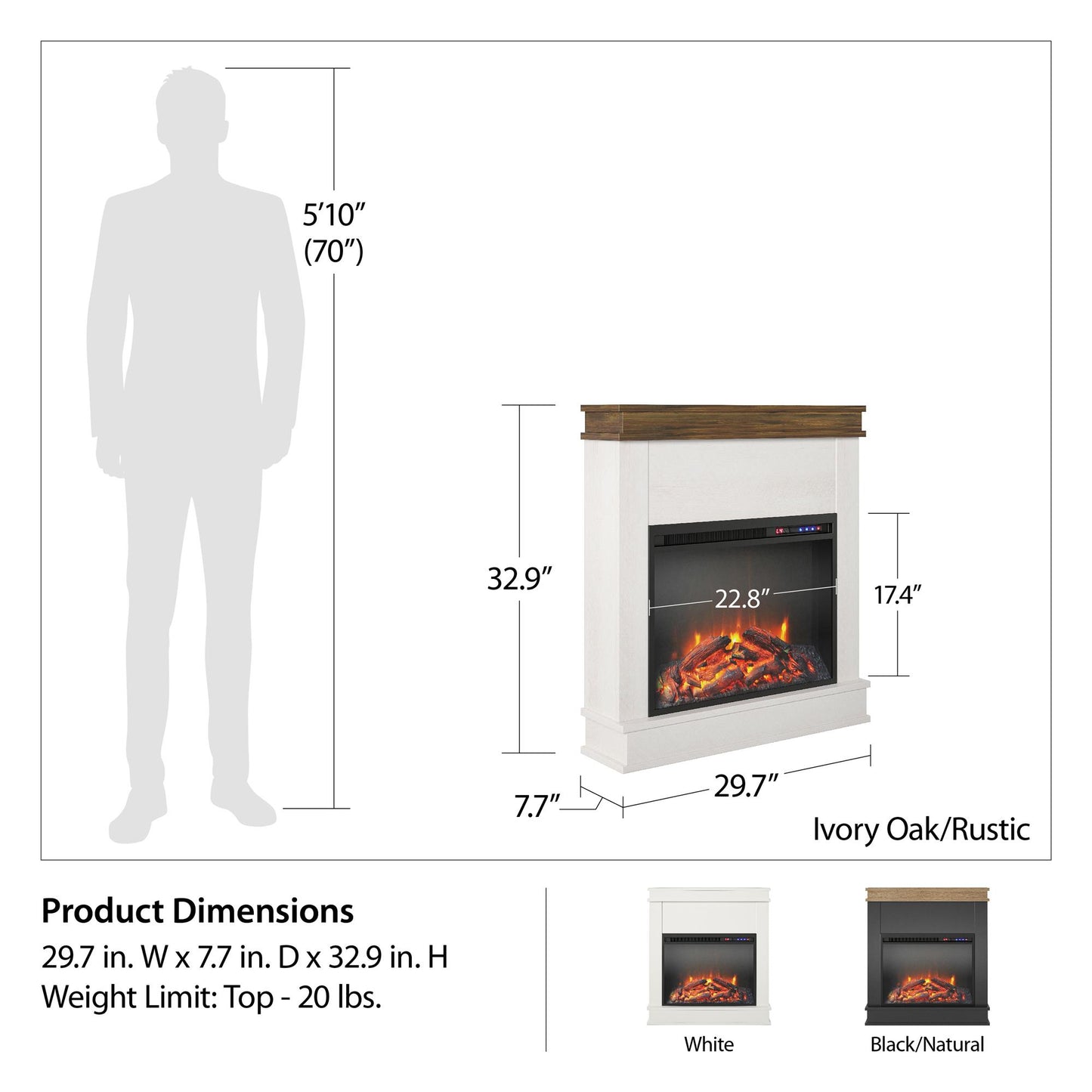 Mateo Fireplace Mantel - White