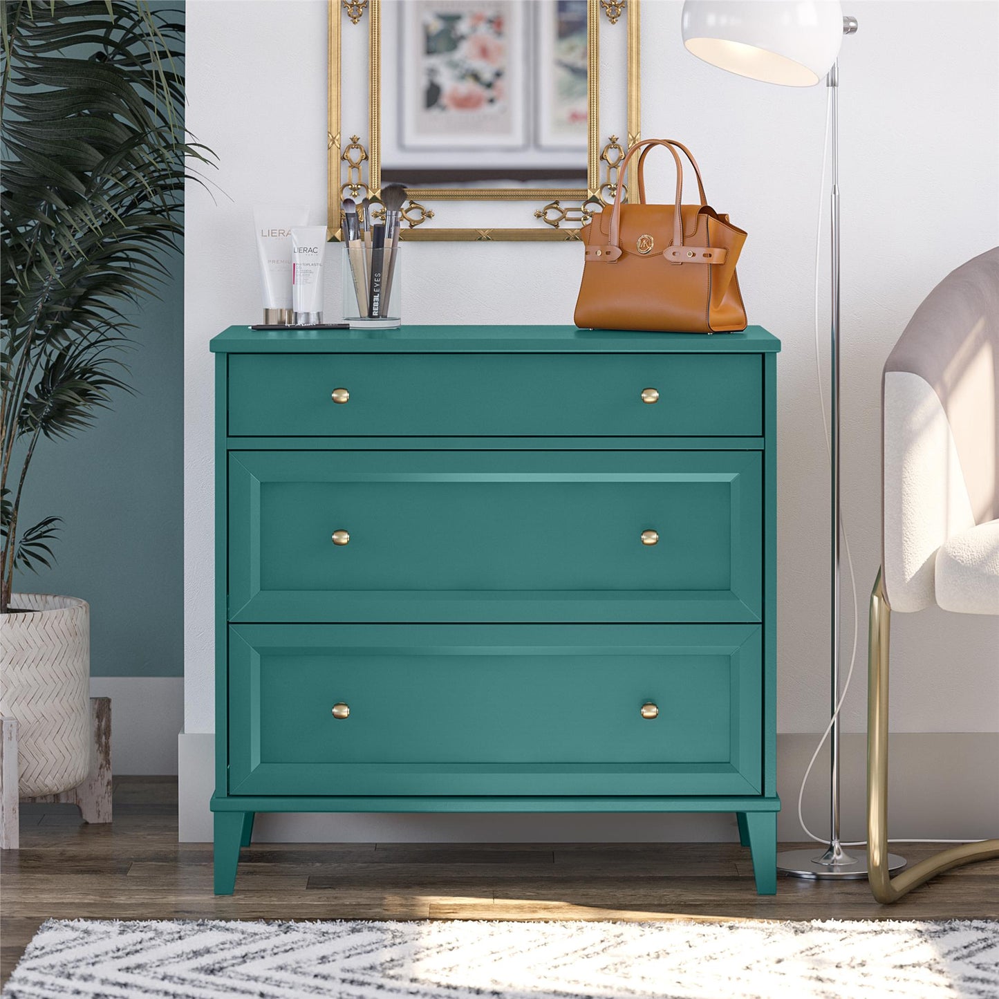 Monticello 2 Drawer Dresser w/ Pull-out Desk - Emerald Green