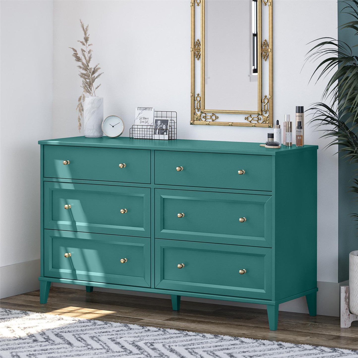Monticello 6 Drawer Dresser - Emerald Green