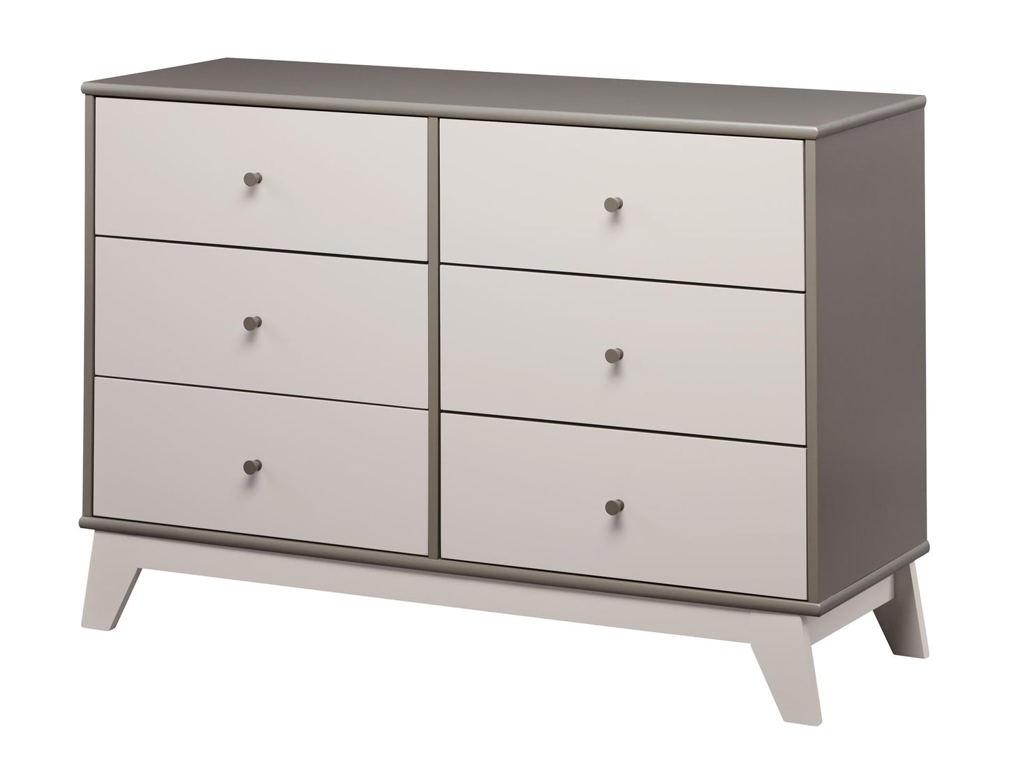 Rowan Valley Flint 6 Drawer Dresser with Solid Wood Angled Feet - Gray