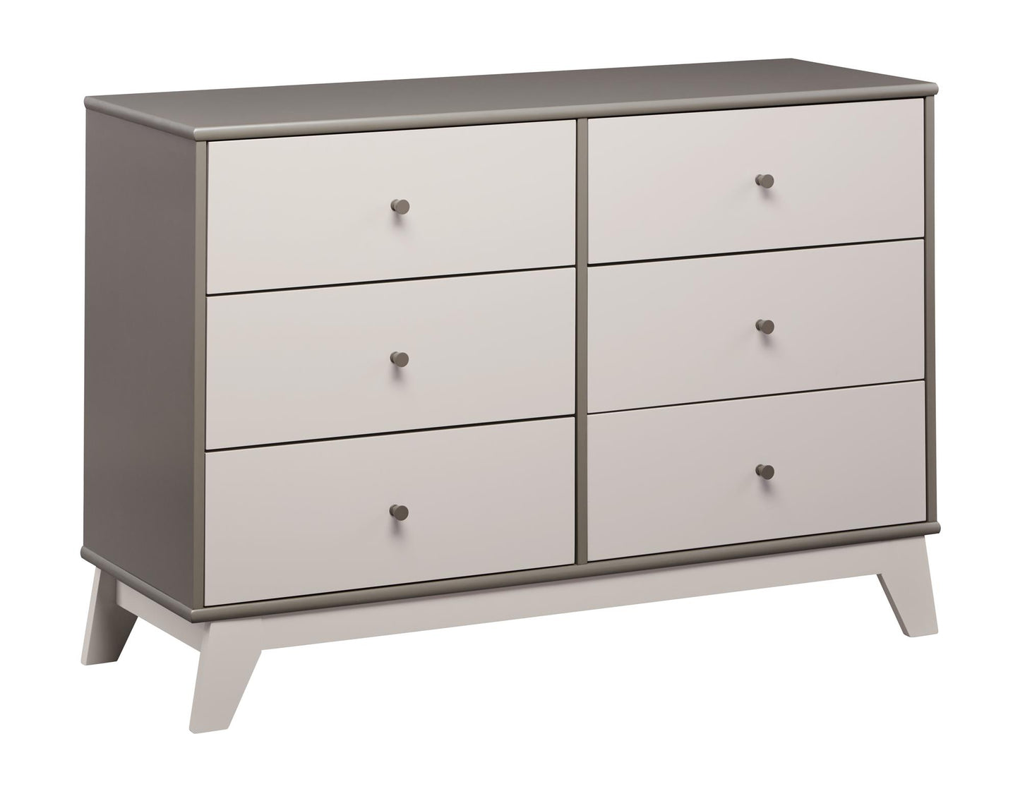 Rowan Valley Flint 6 Drawer Dresser with Solid Wood Angled Feet - Gray