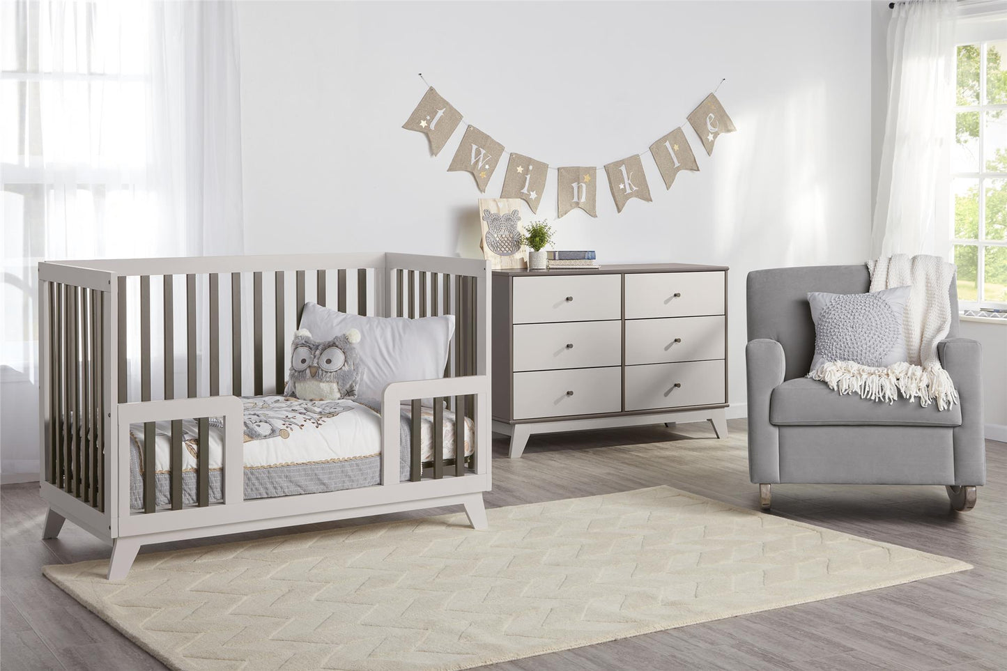 Rowan Valley Flint 6 Drawer Dresser with Solid Wood Angled Feet - Gray