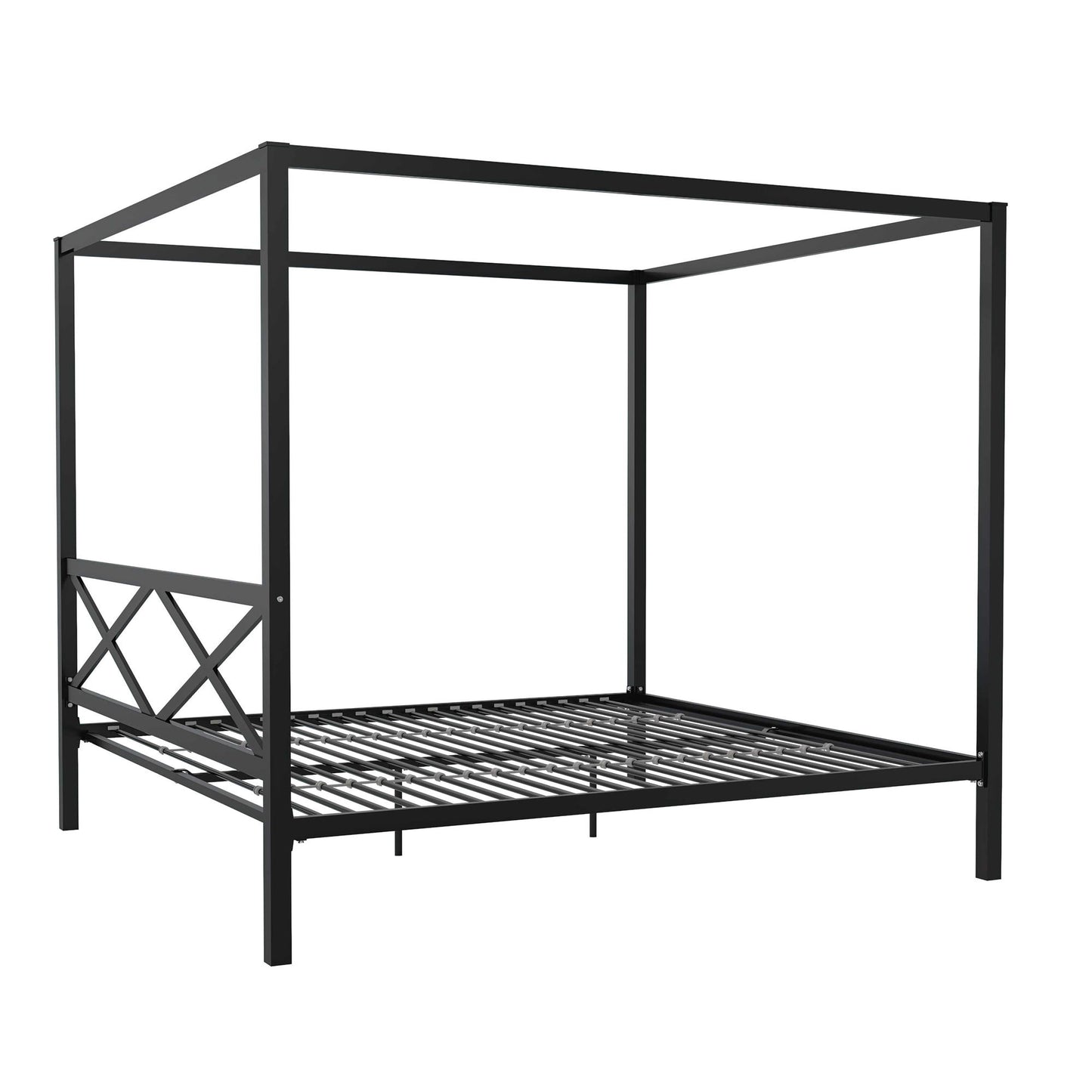 DHP Remna King Metal Canopy Bed, Black - Black - King
