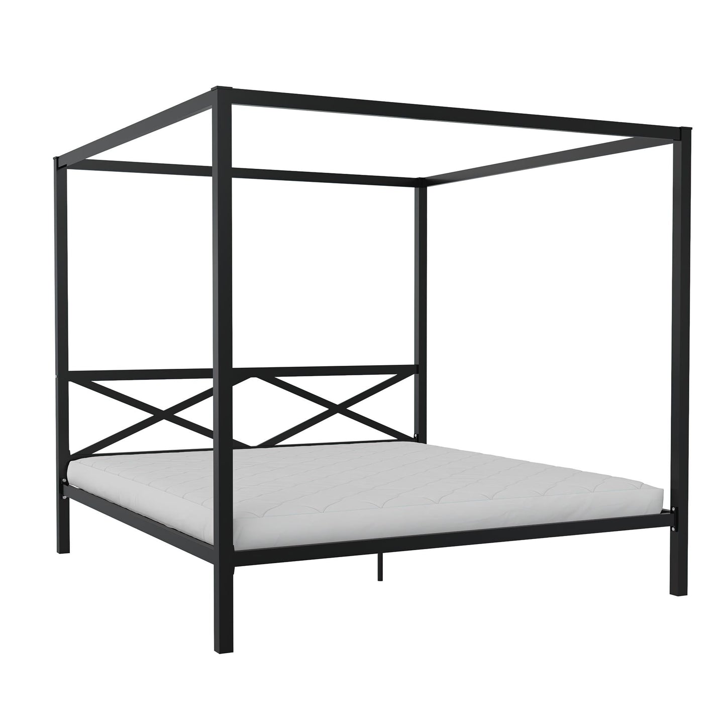 DHP Remna King Metal Canopy Bed, Black - Black - King